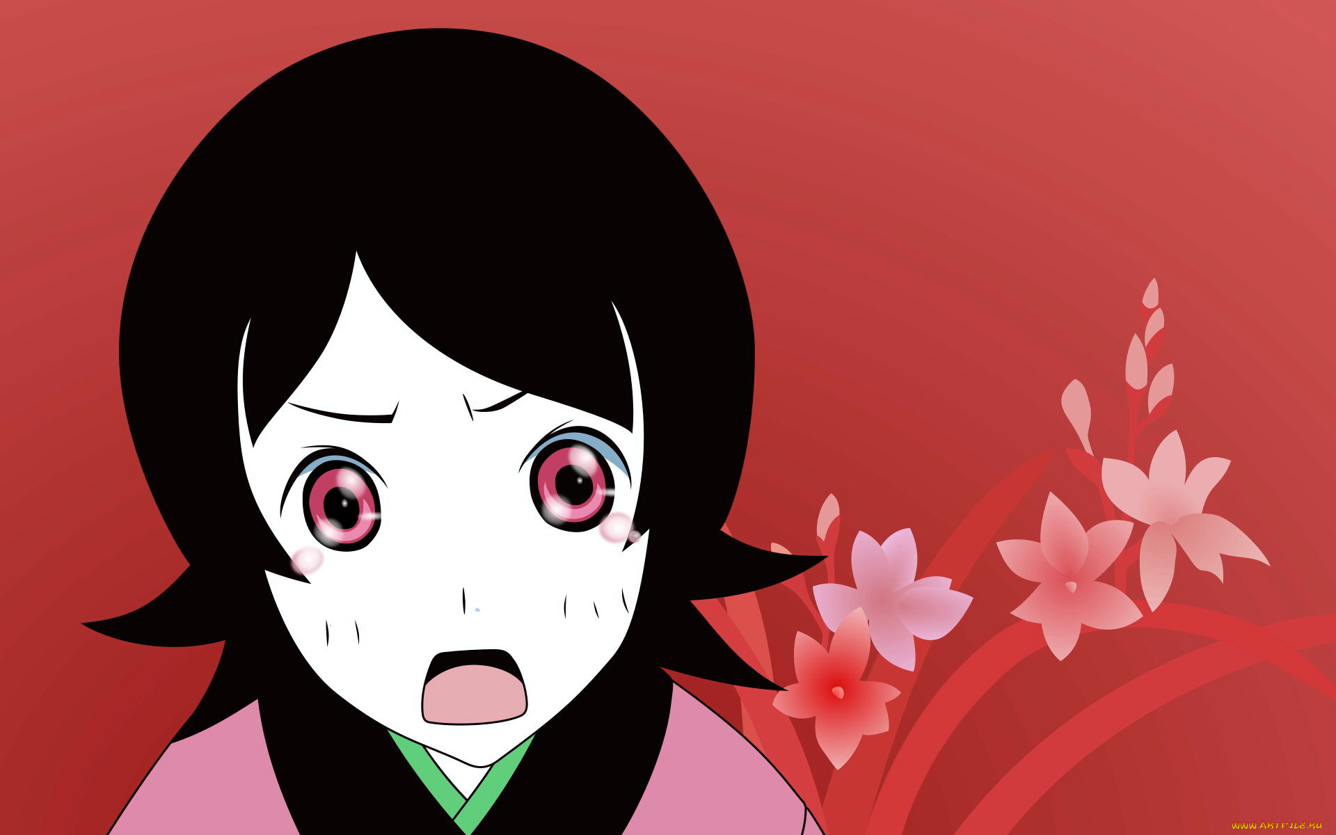 аниме, sayonara, zetsubo, sensei, цветы, девочка, эмоции, лицо