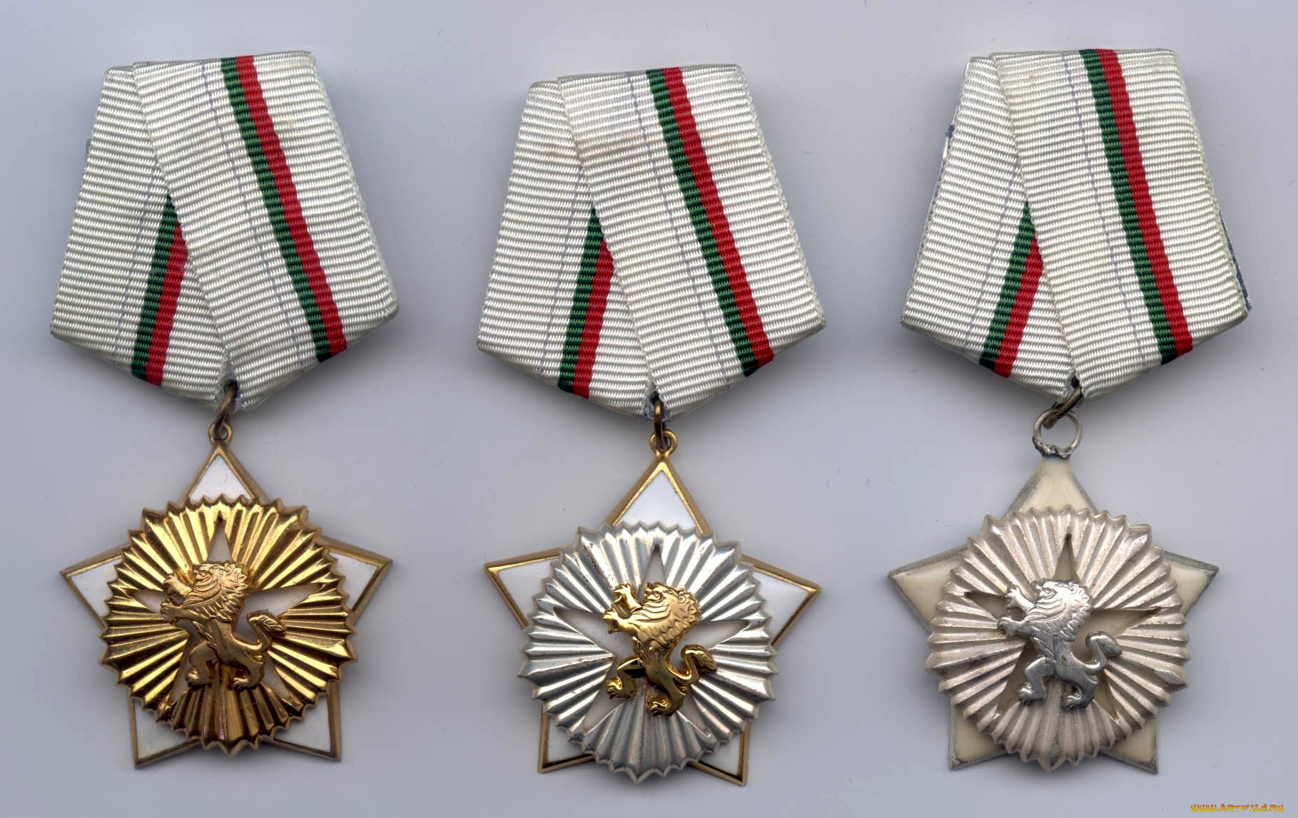 болгарские, ордена, разное, награды, львы, ленточка, белый, орден