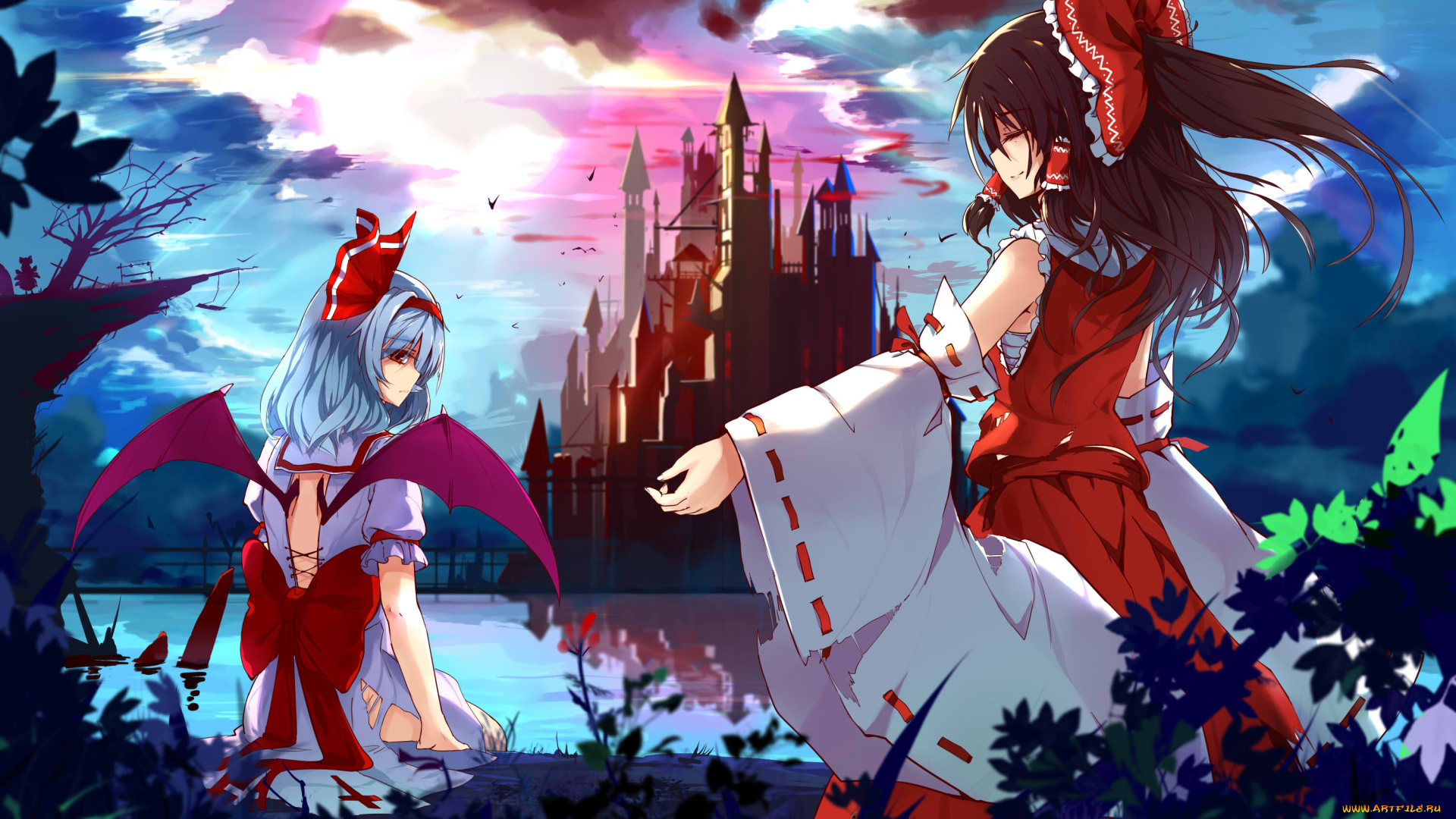 by, baisi, shaonian, аниме, touhou, hakurei, reimu, remilia, scarlet