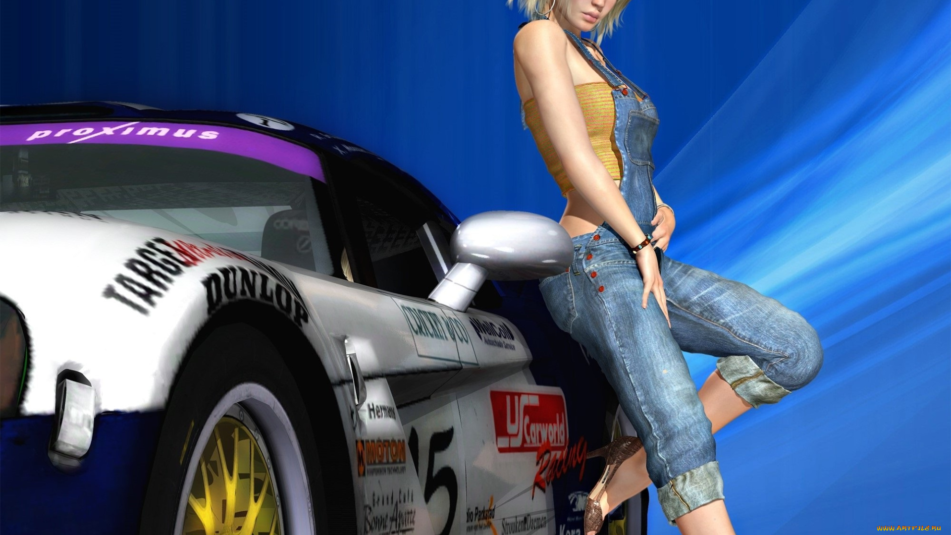 автомобили, 3d, car&girl, взгляд, девушка, блондинка, автомобиль