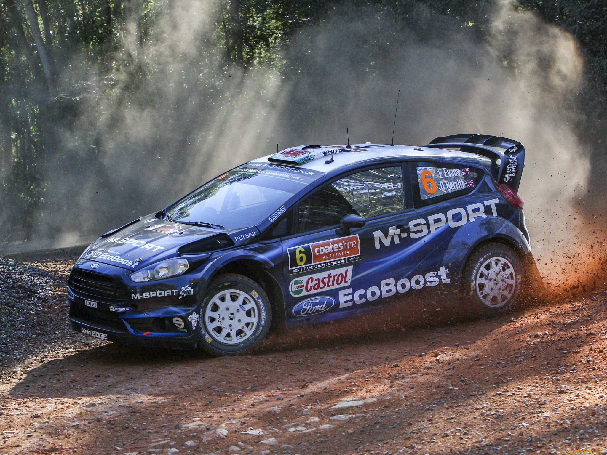 спорт, авторалли, 2014г, гонка, wrc, rs, fiesta, ford, синий