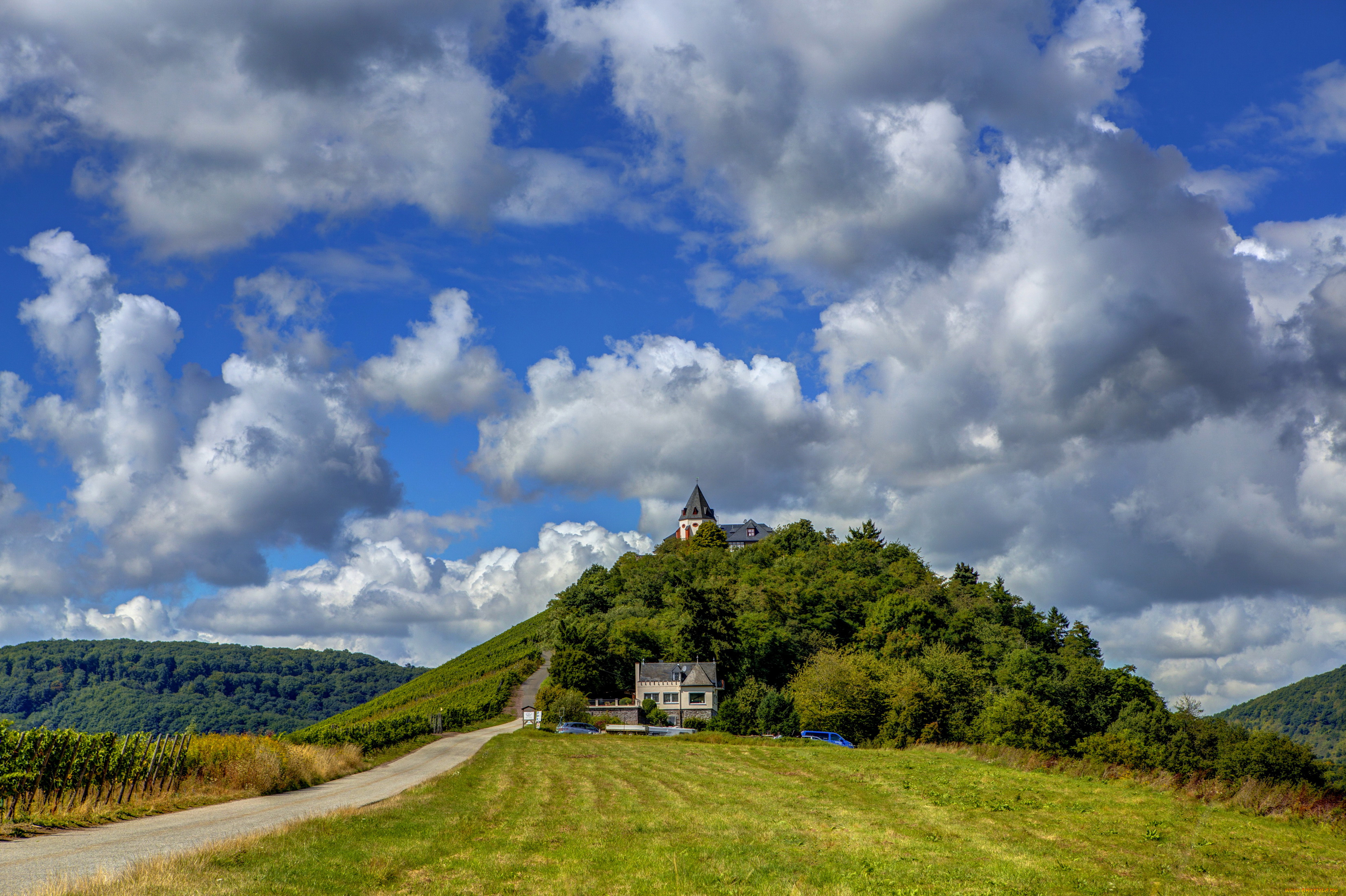 германия, , целль, , mosel, природа, пейзажи, целль, германия, пейзаж, замок, дорога, zell