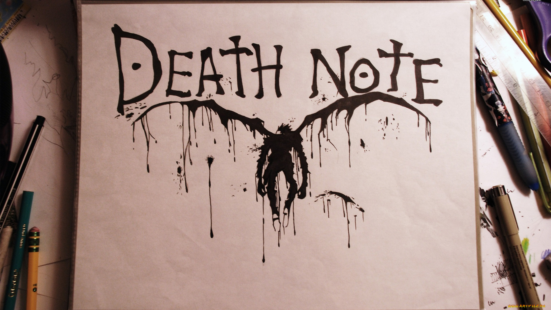 аниме, death, note, death-note, макро, тетрадь, смерти, клякса, рюк