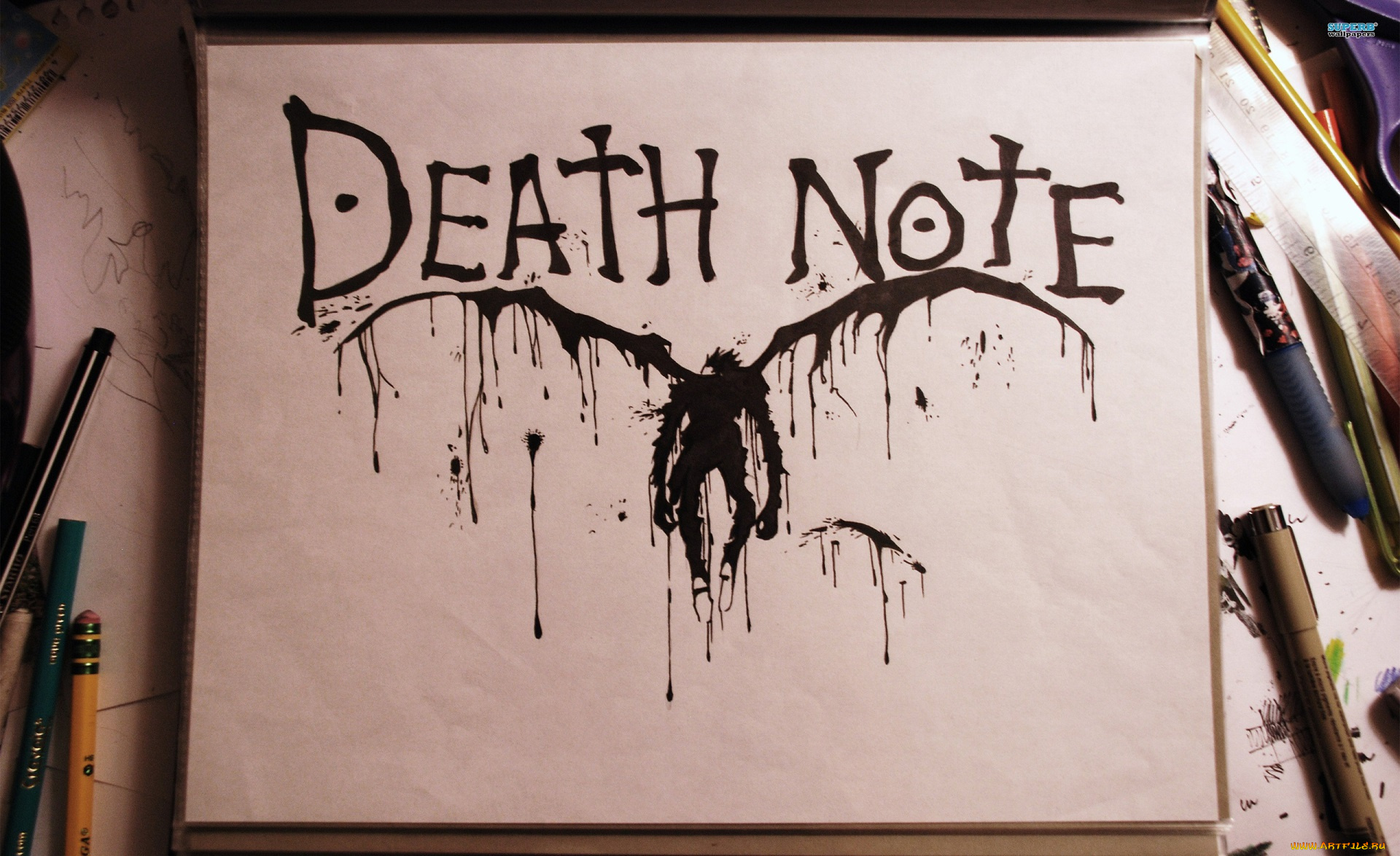 аниме, death, note, death-note, макро, тетрадь, смерти, клякса, рюк