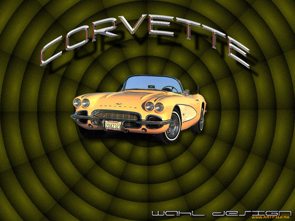 corvette, c1, автомобили, рисованные