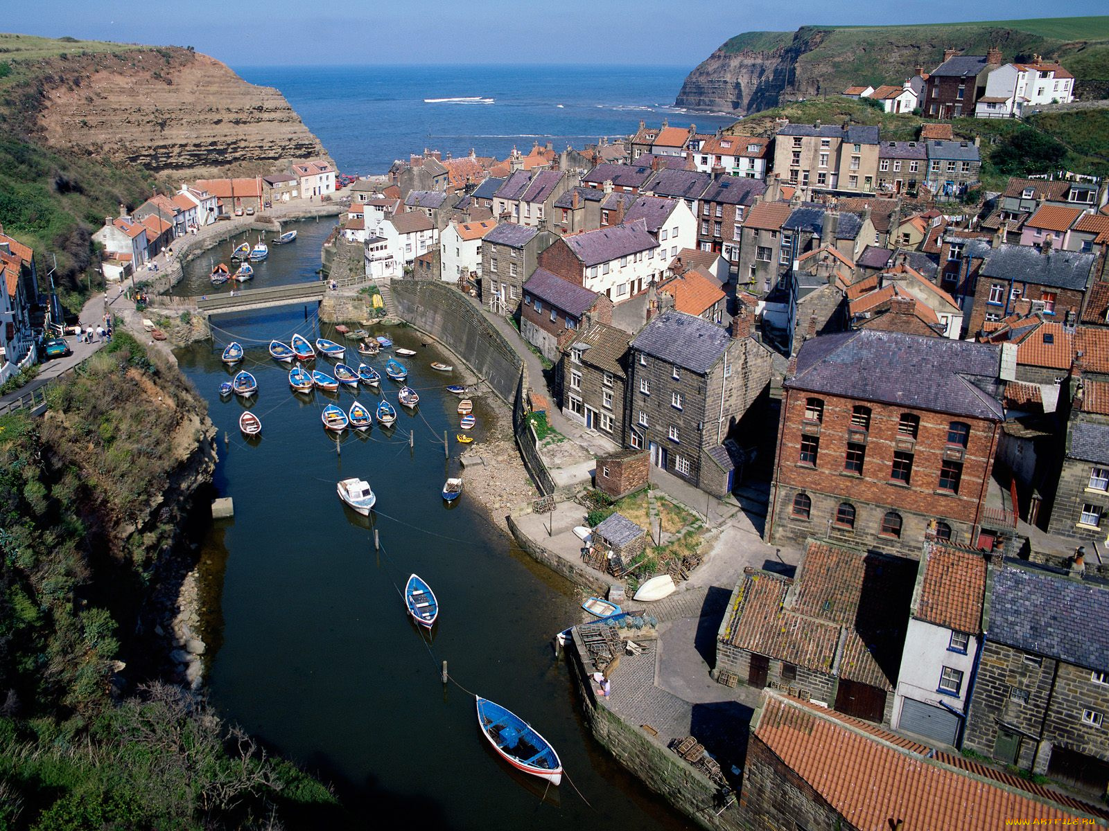 staithes, near, whitby, england, города