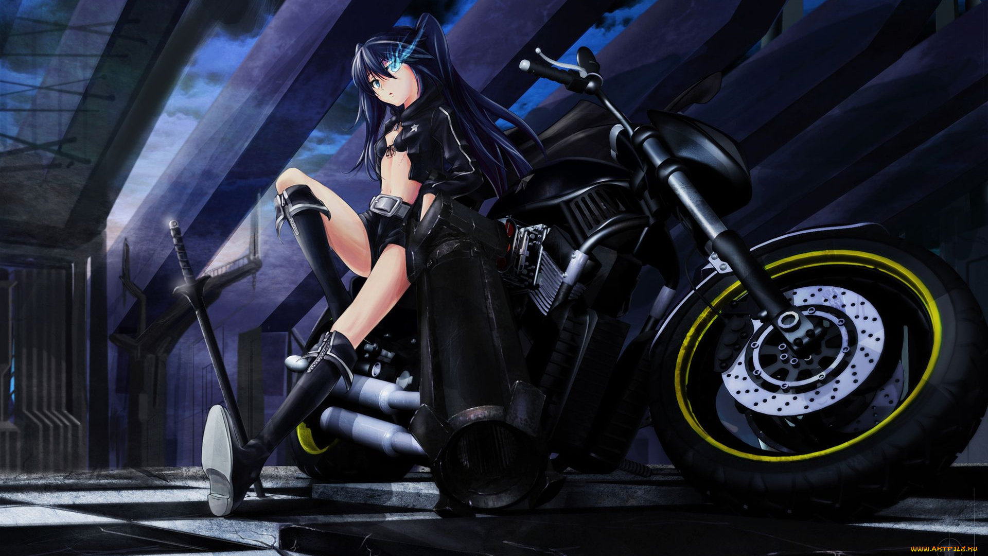 аниме, black, rock, shooter