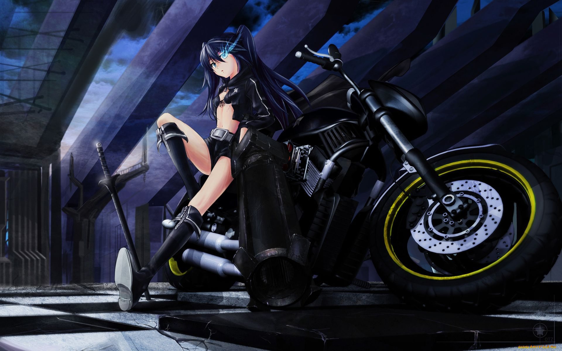 аниме, black, rock, shooter