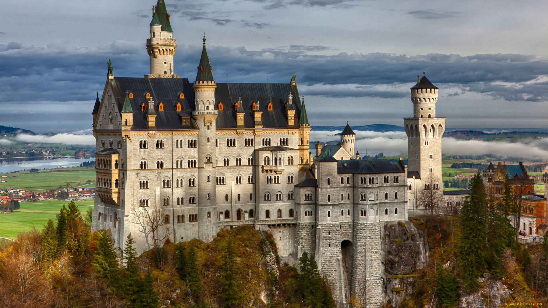 neuschwanstein, castle, bavaria, germany, города, замок, нойшванштайн, германия, бавария, скала