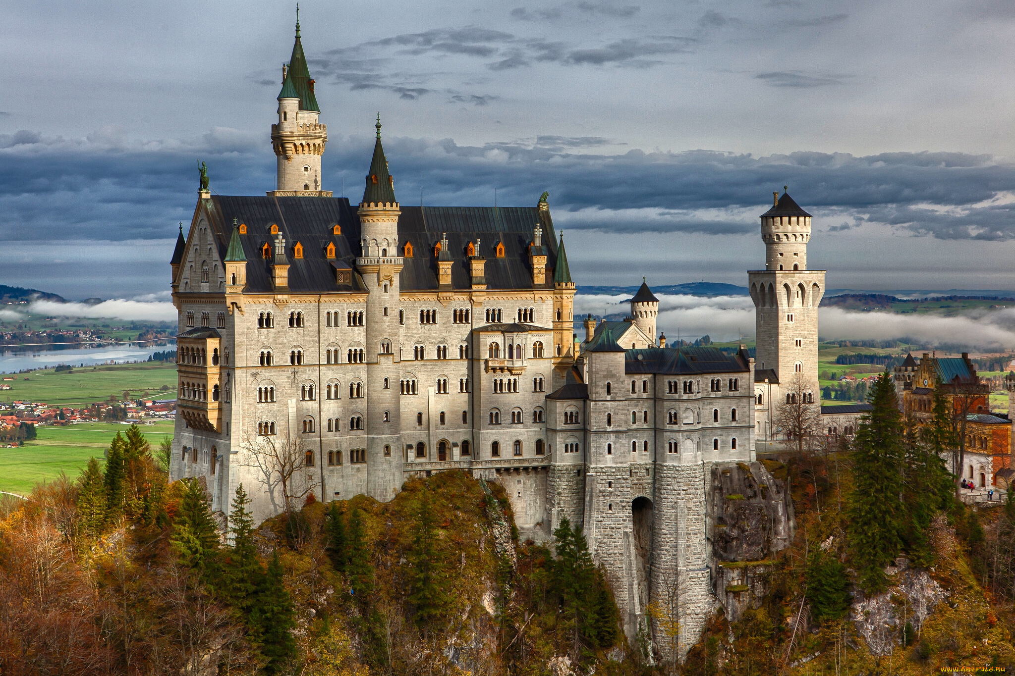 neuschwanstein, castle, bavaria, germany, города, замок, нойшванштайн, германия, бавария, скала