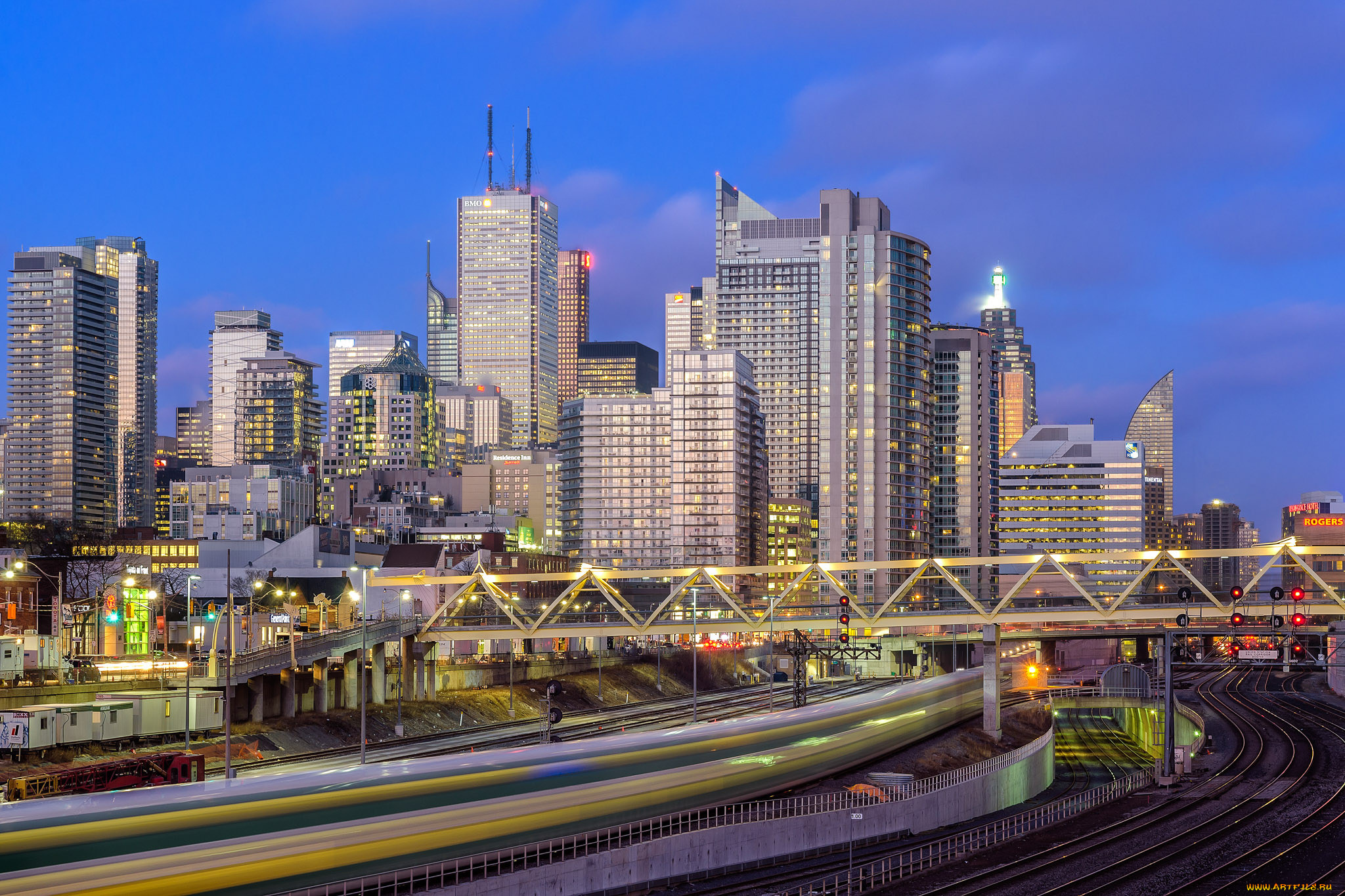 bathurst, bridge, -, toronto, , on, города, торонто, , канада, небоскребы, магистраль