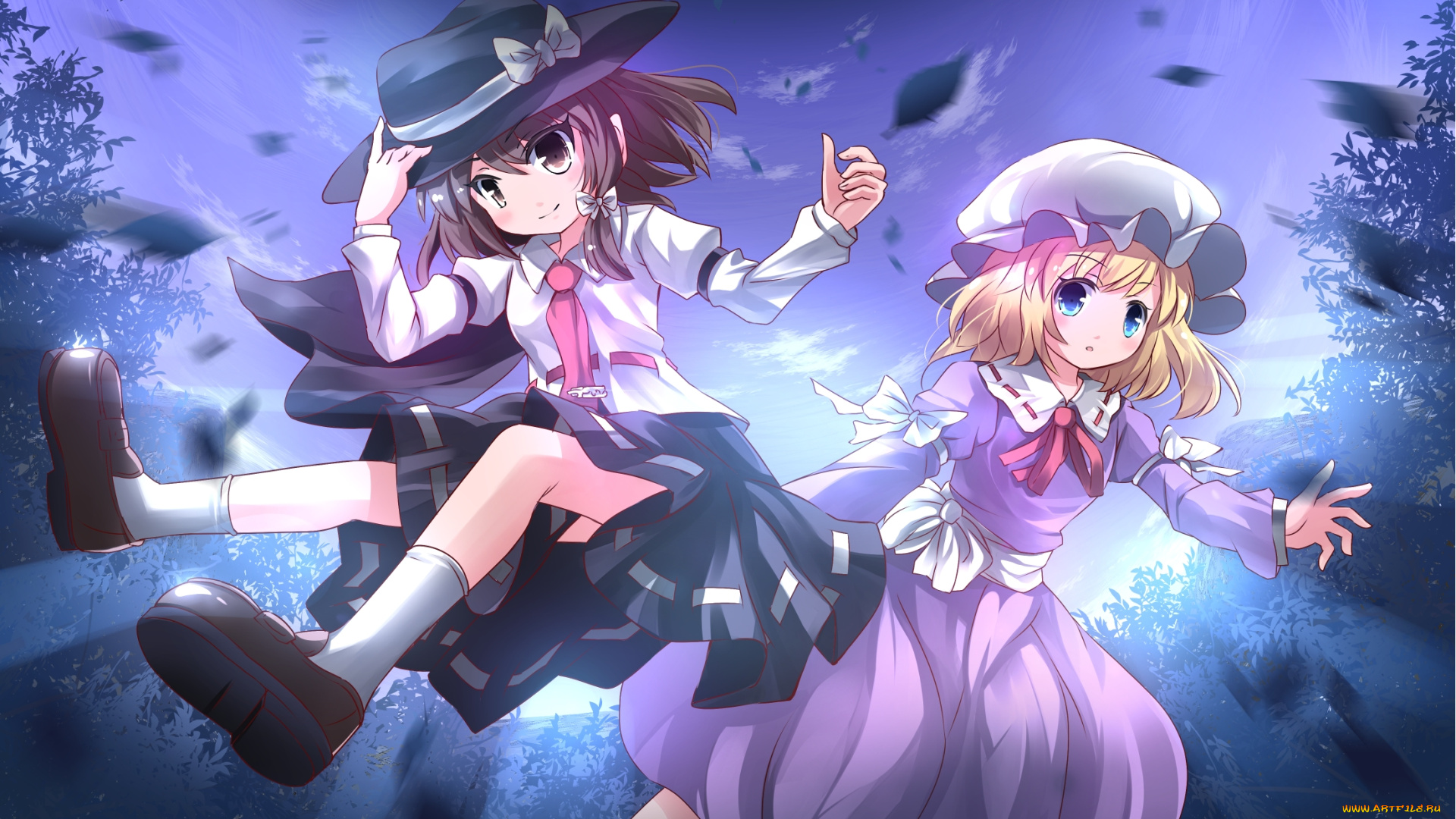 аниме, touhou, фон, взгляд, девушки