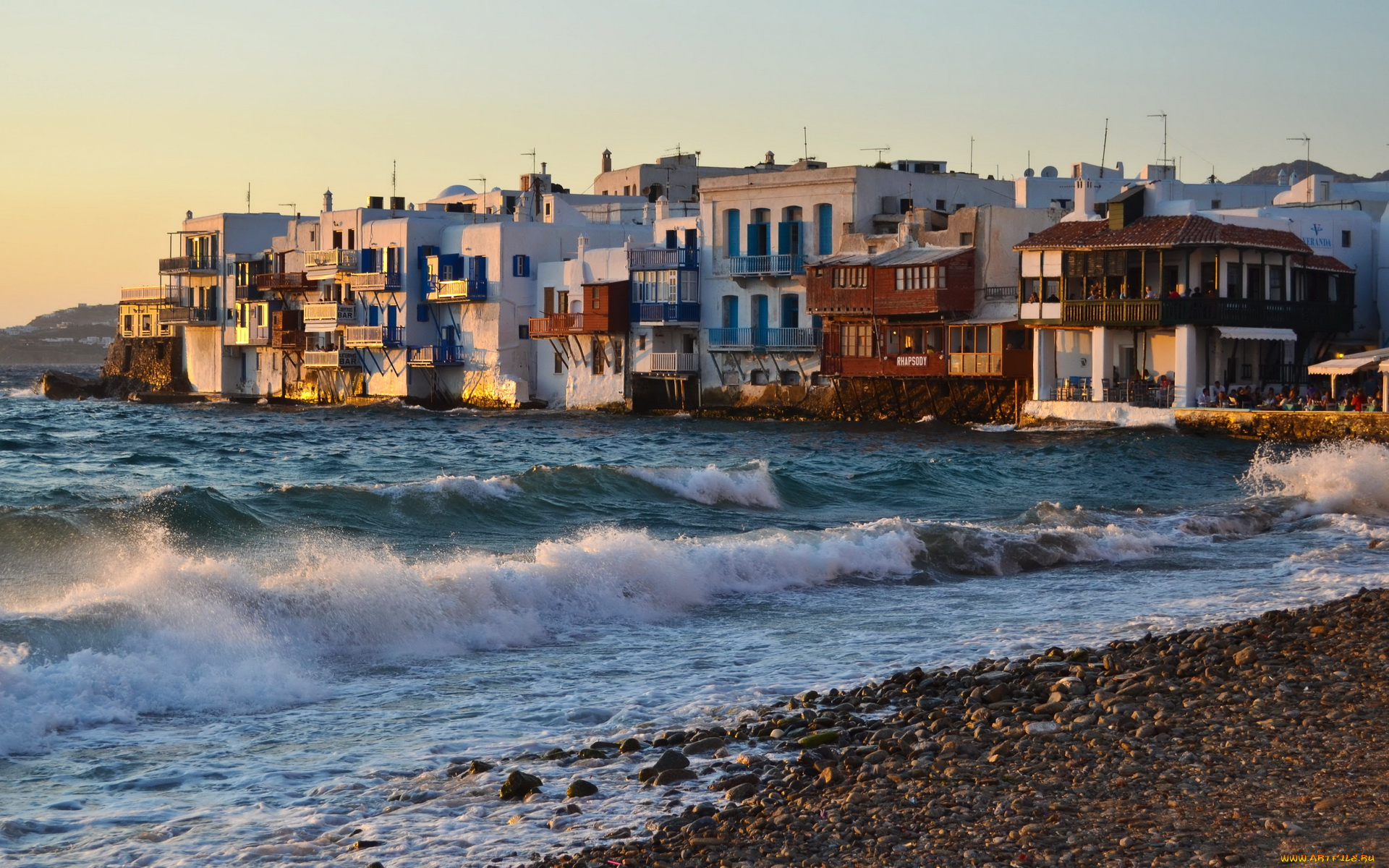 mykonos, греция, города, пейзажи, море, дома