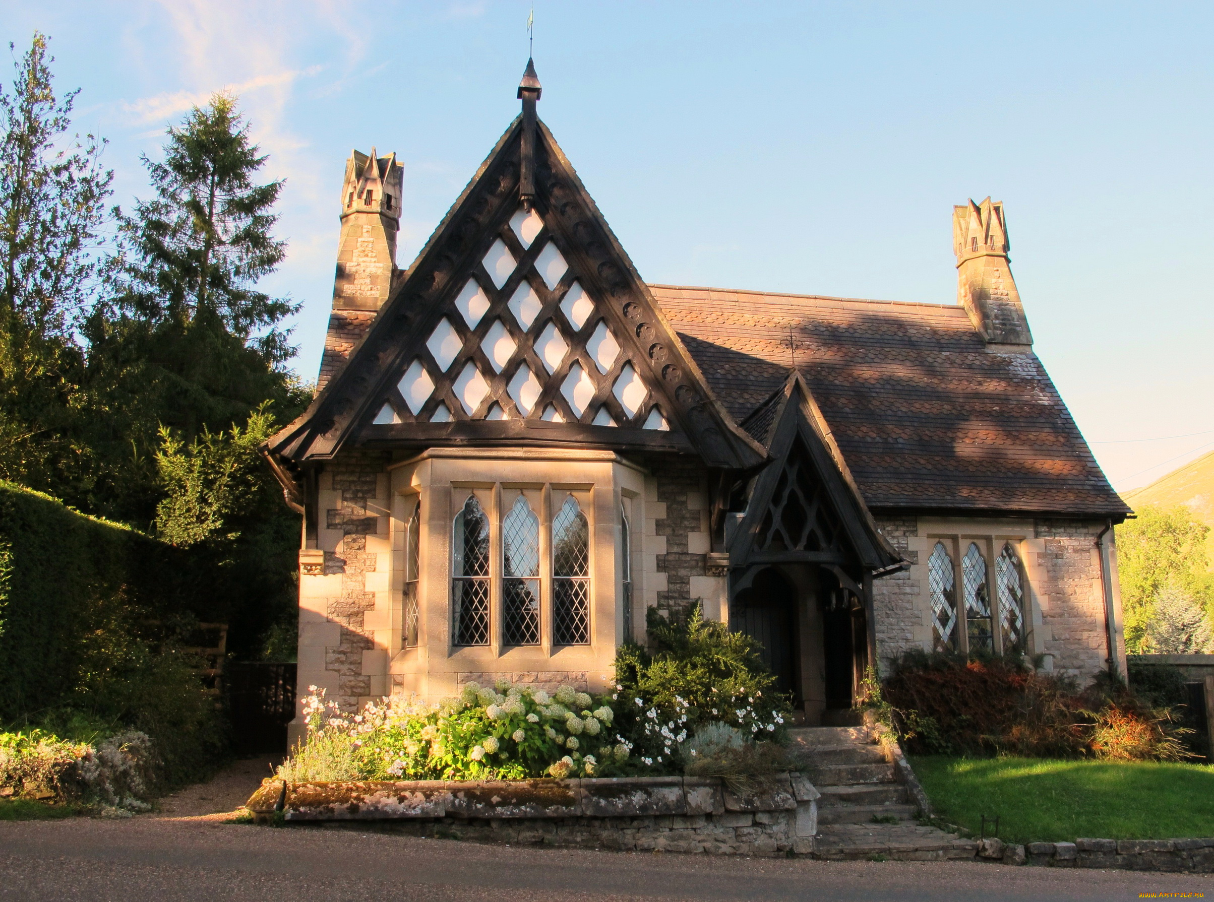 staffordshire, , england, города, -, здания, , дома, staffordshire, england, дом, деревья