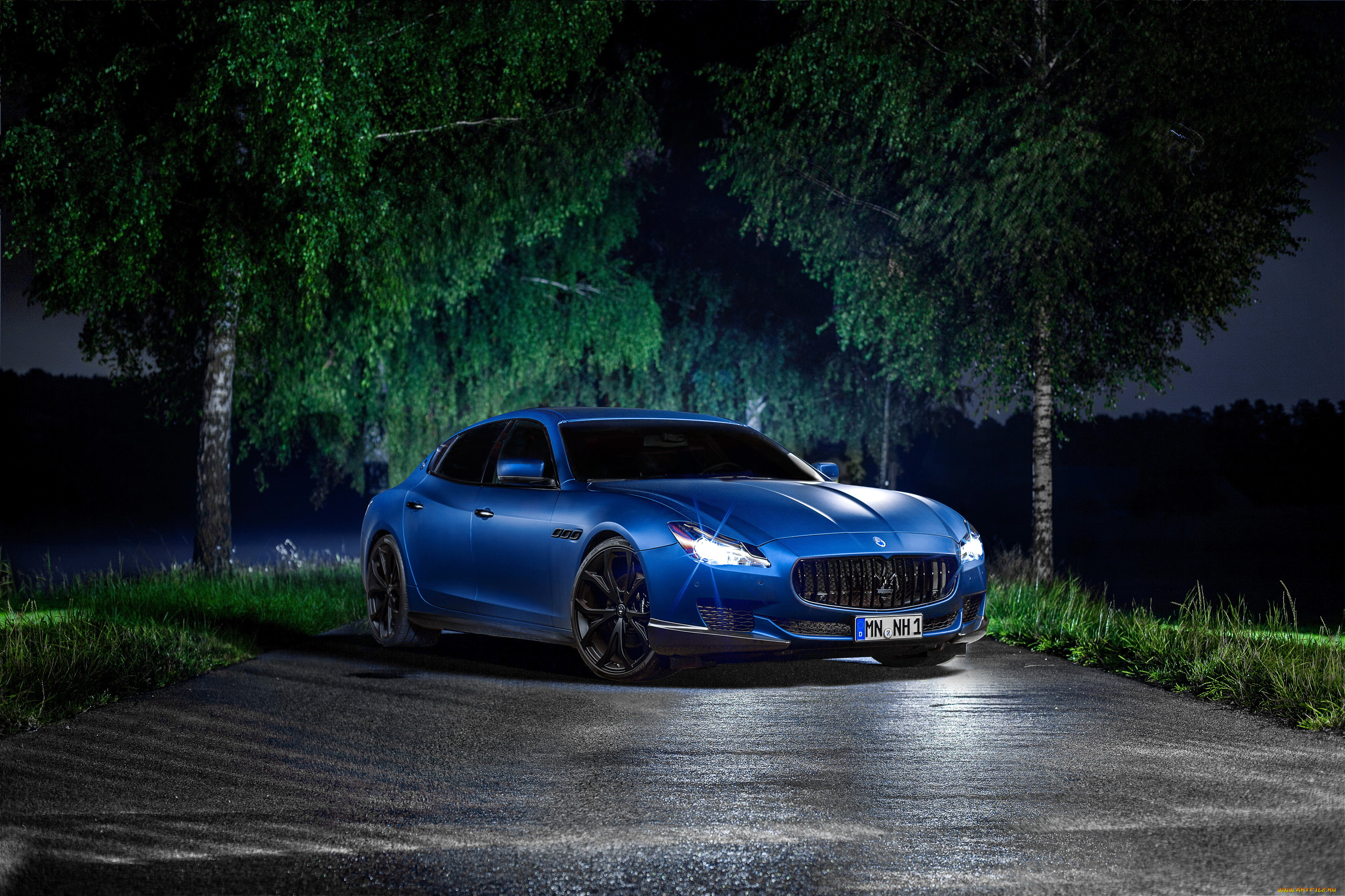 2014, maserati, quattroporte, , novitec, автомобили, maserati, ночь, тюнинг, quattroporte, голубой