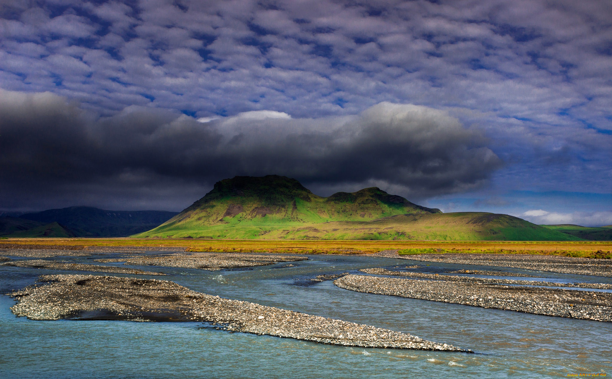 природа, горы, гора, облака, исландия