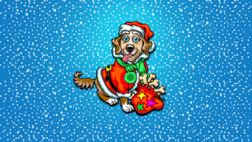 Картинка праздничные векторная+графика+ новый+год снег мешок новый год зима минимализм собаки кости 2018 праздник собака фон
