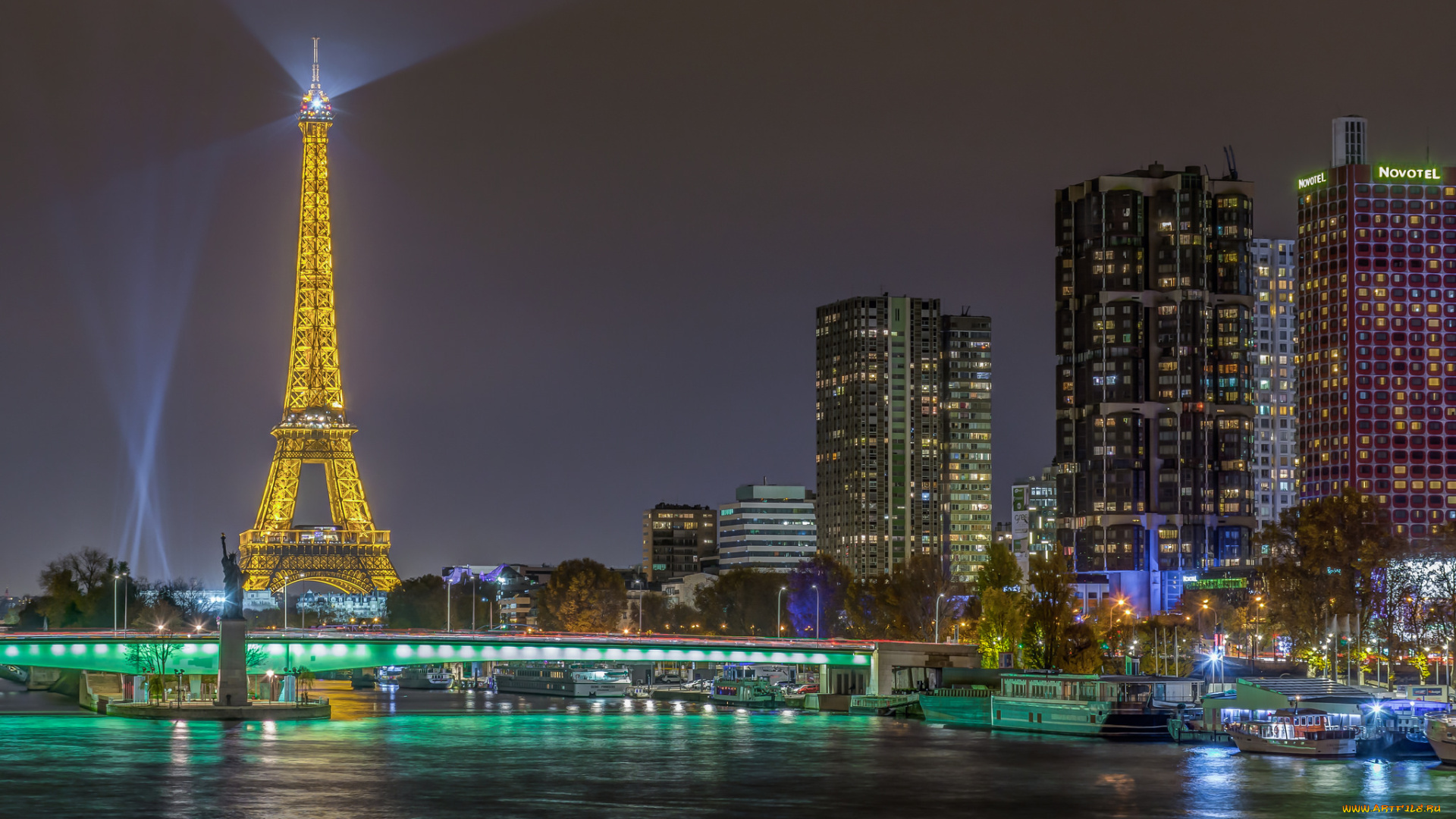 tour, eiffel, &, beaugrenelle, города, париж, , франция, простор