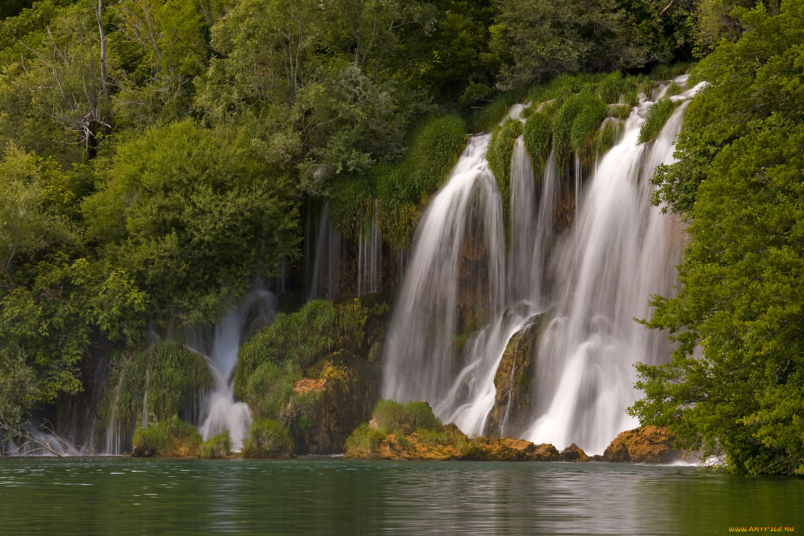 хорватия, природа, водопады, потоки, воды, река, деревья