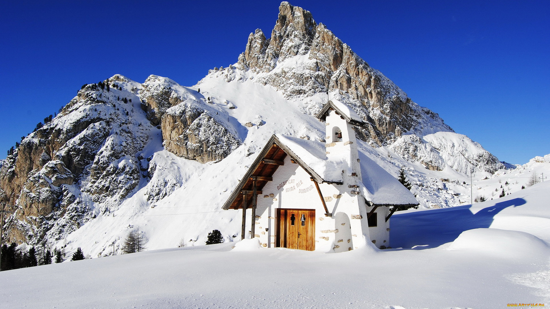природа, горы, дом, снег, пейзаж