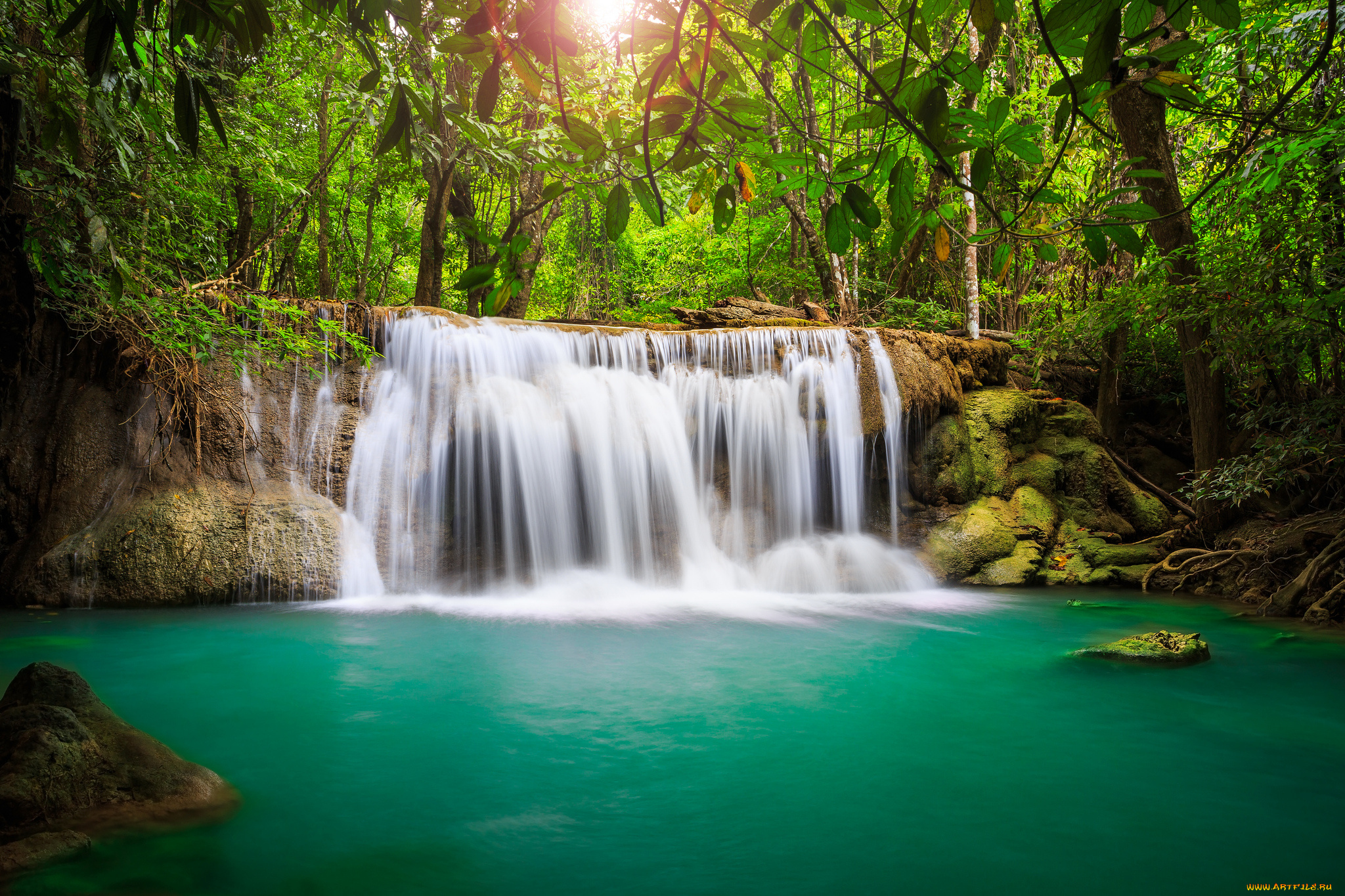 природа, водопады, река, лес, thailand, таиланд