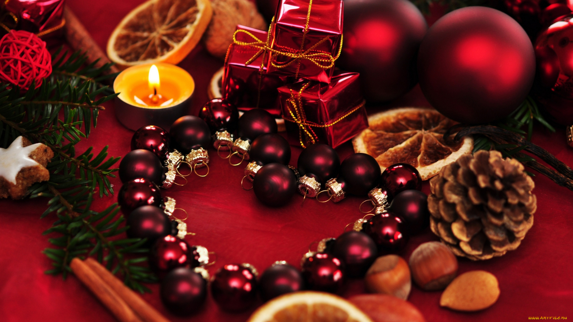 праздничные, украшения, balls, heart, decoration, украшение, рождество, candle, new, year, christmas, ornaments, свечи, новый, год, шары, сердце