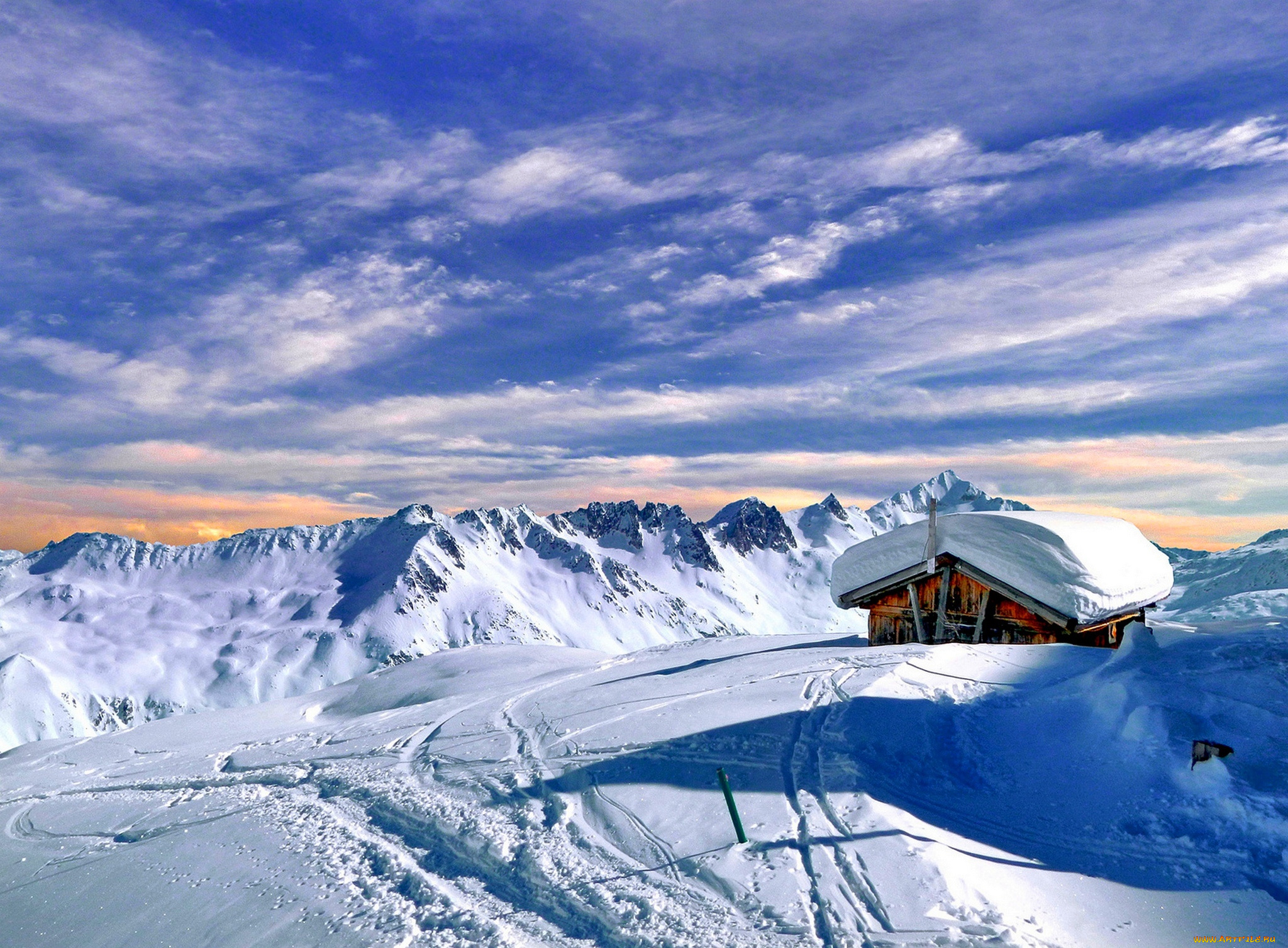 природа, зима, снег, швейцария, горы, дом