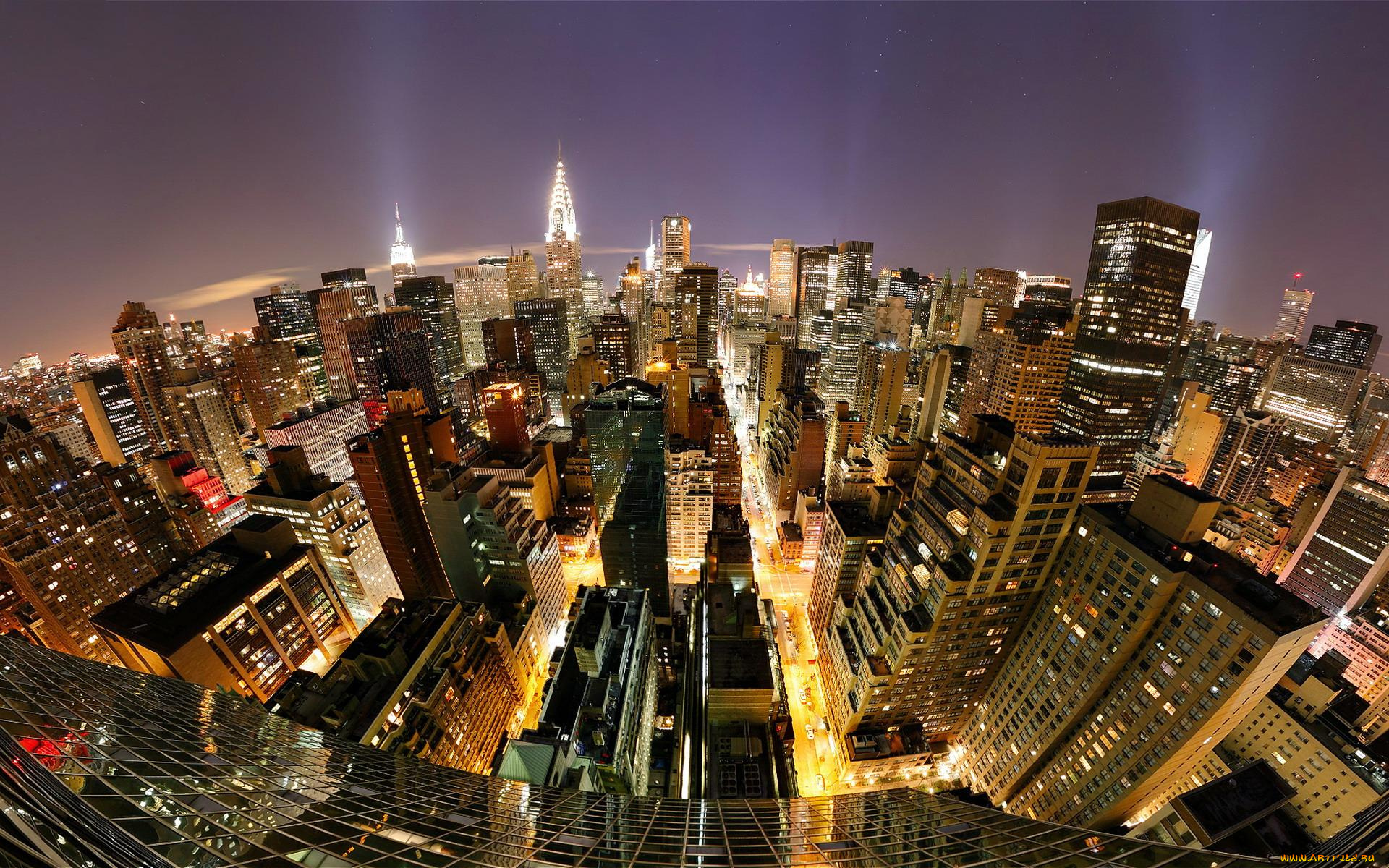 города, нью-йорк, , сша, дома, город, улицы, вечер, панорама, огни, здания