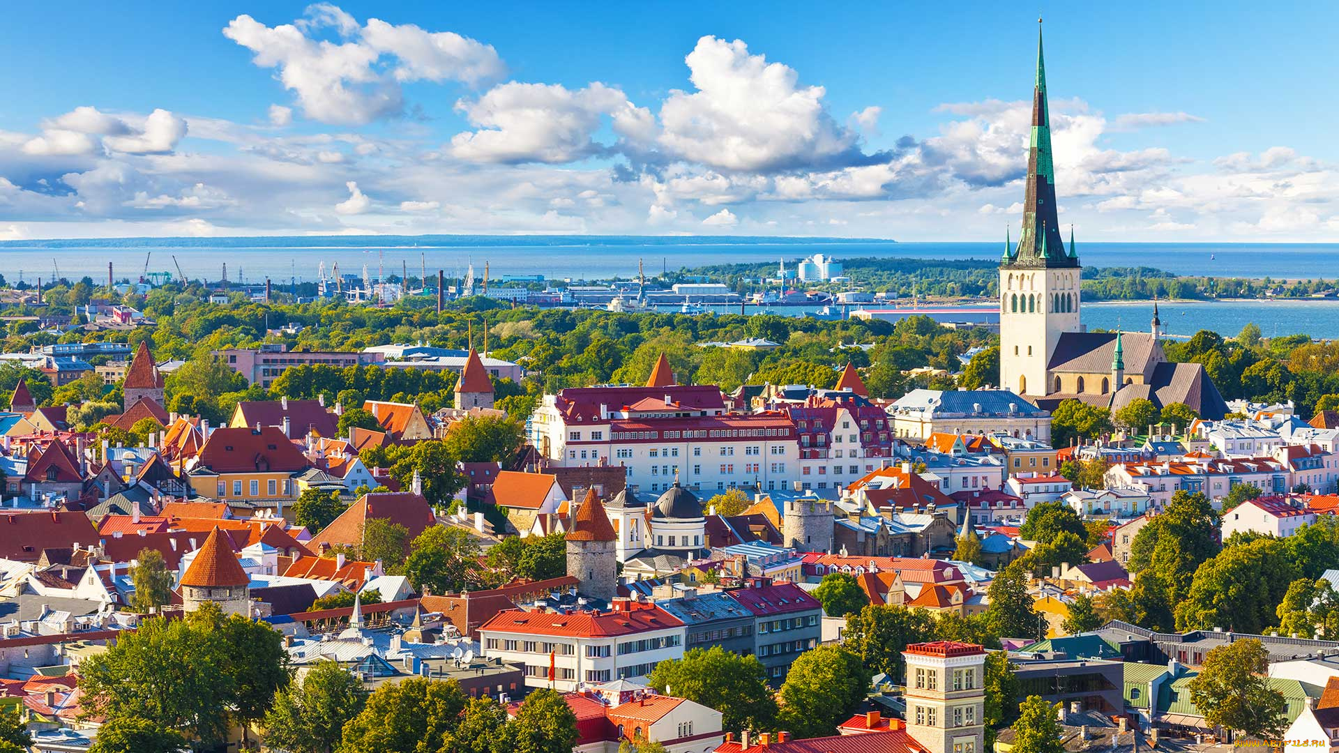 города, таллин, , эстония, панорама