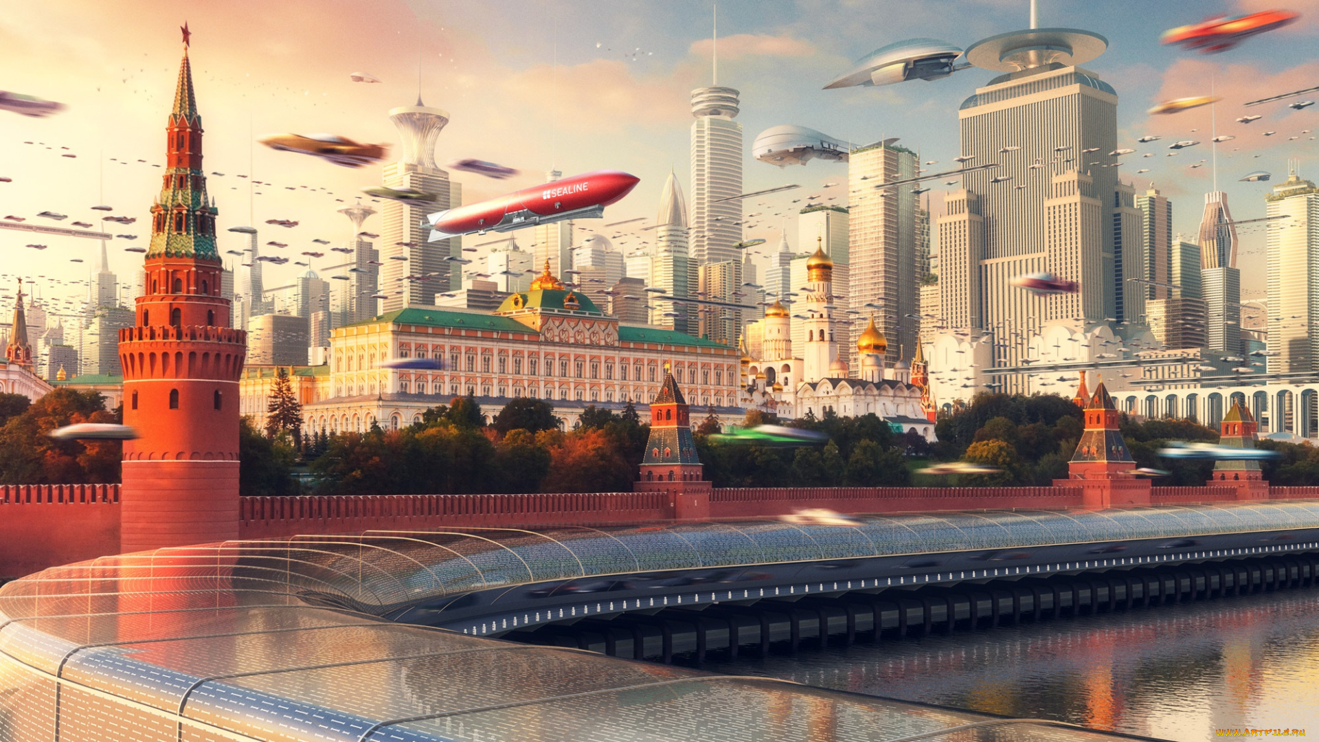 разное, компьютерный, дизайн, небоскребы, evgeny, kazantsev, россия, art, moscow, city, russia, кремль, by, фантастика, москва