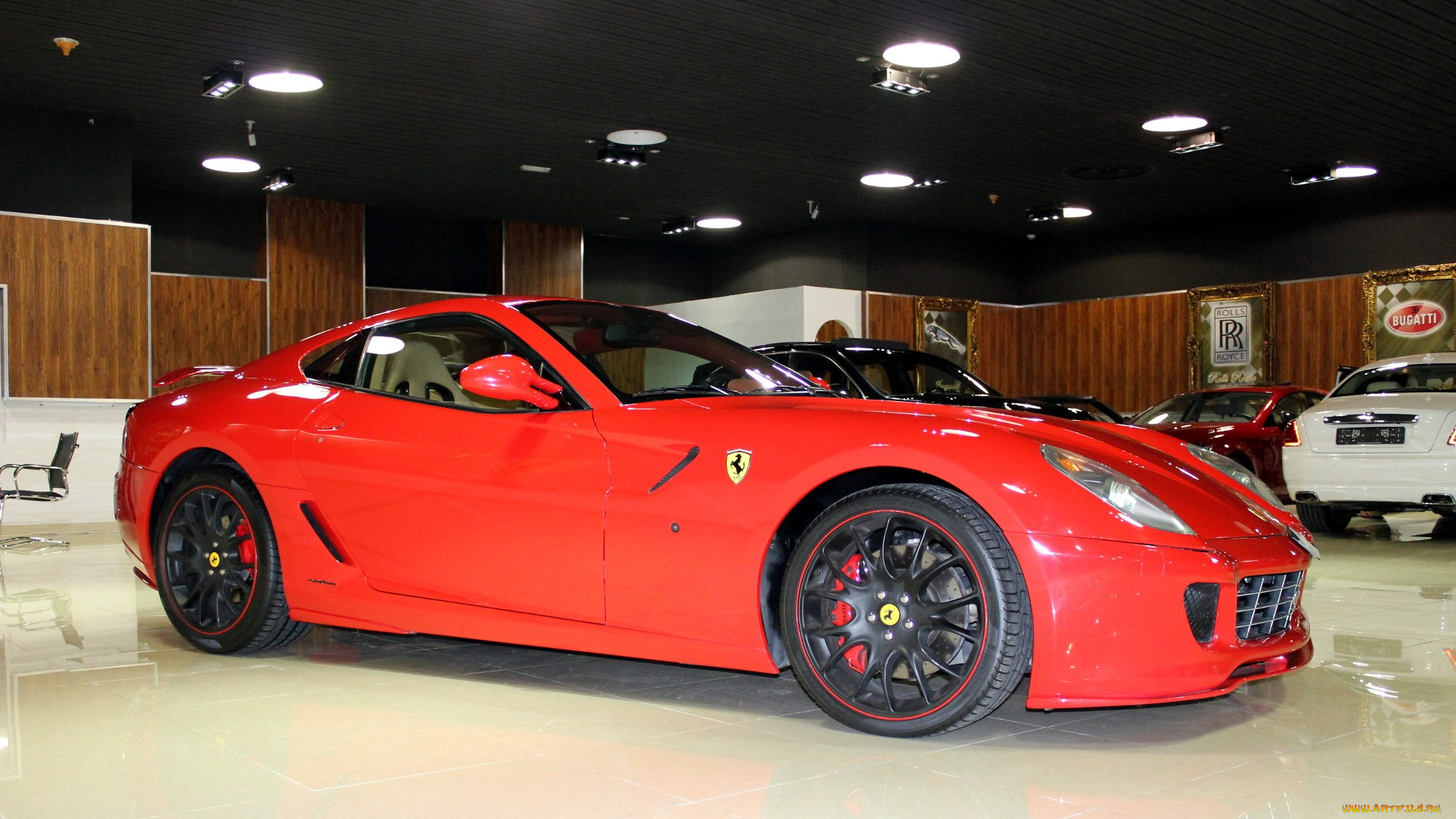 красный автомобиль Ferrari 599 GTB Fiorano бесплатно