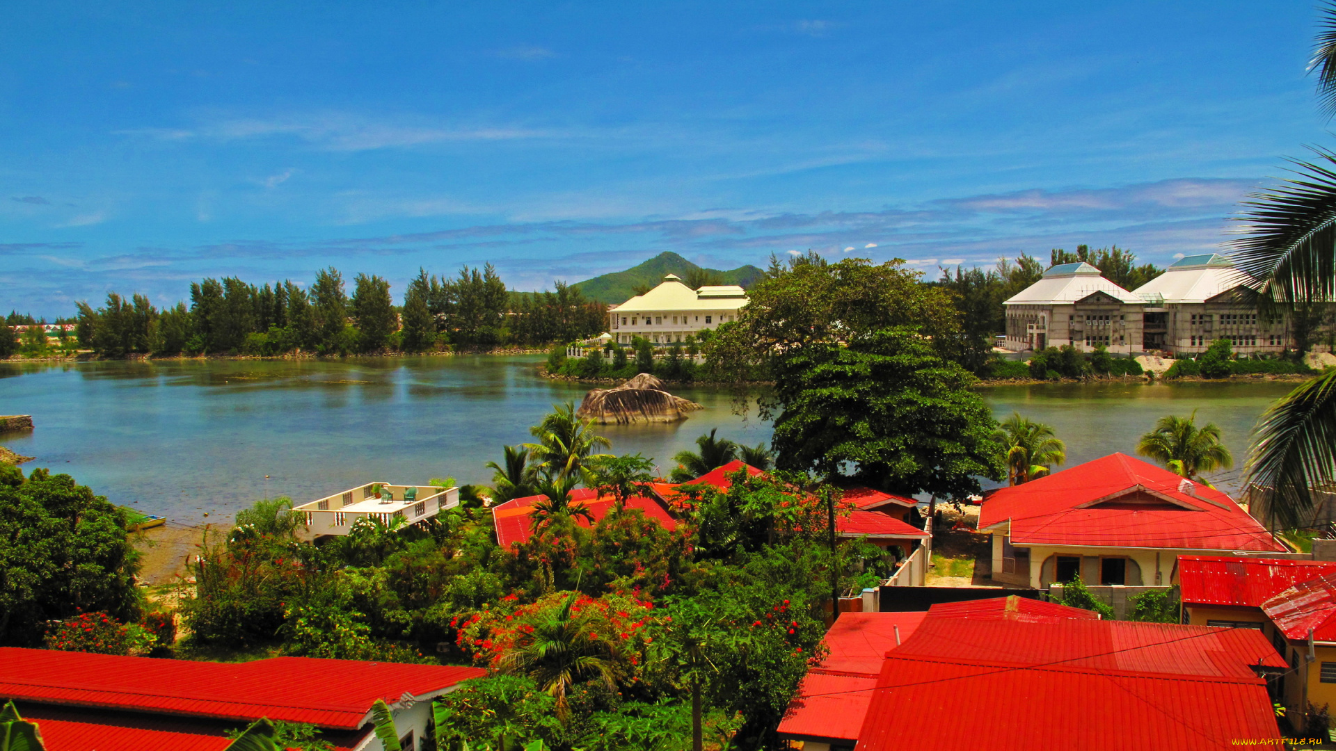 de, quincy, village, , seychelles, города, -, пейзажи, курорт, дома, сейшелы, тропики