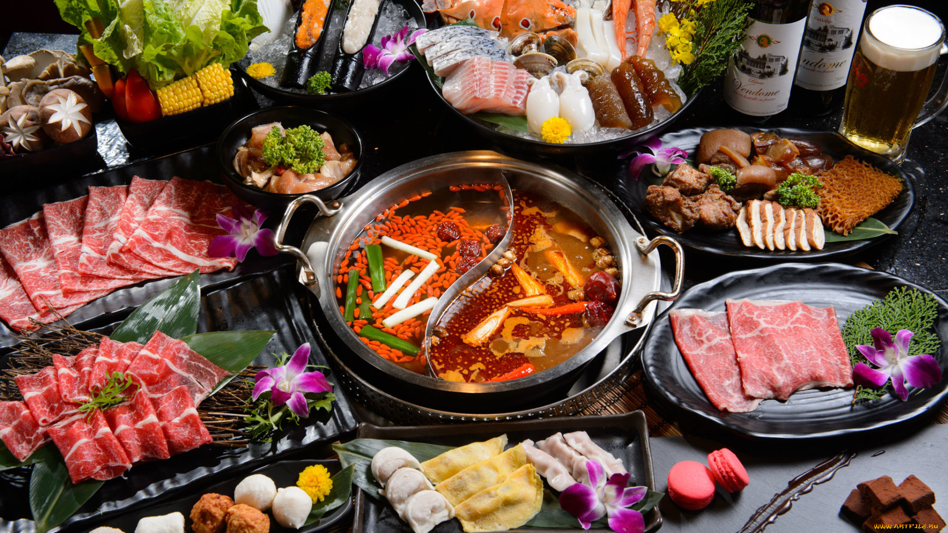 еда, разное, ассорти, блюда, китайская, кухня, суп, морепродукты, рыба, мясо, овощи