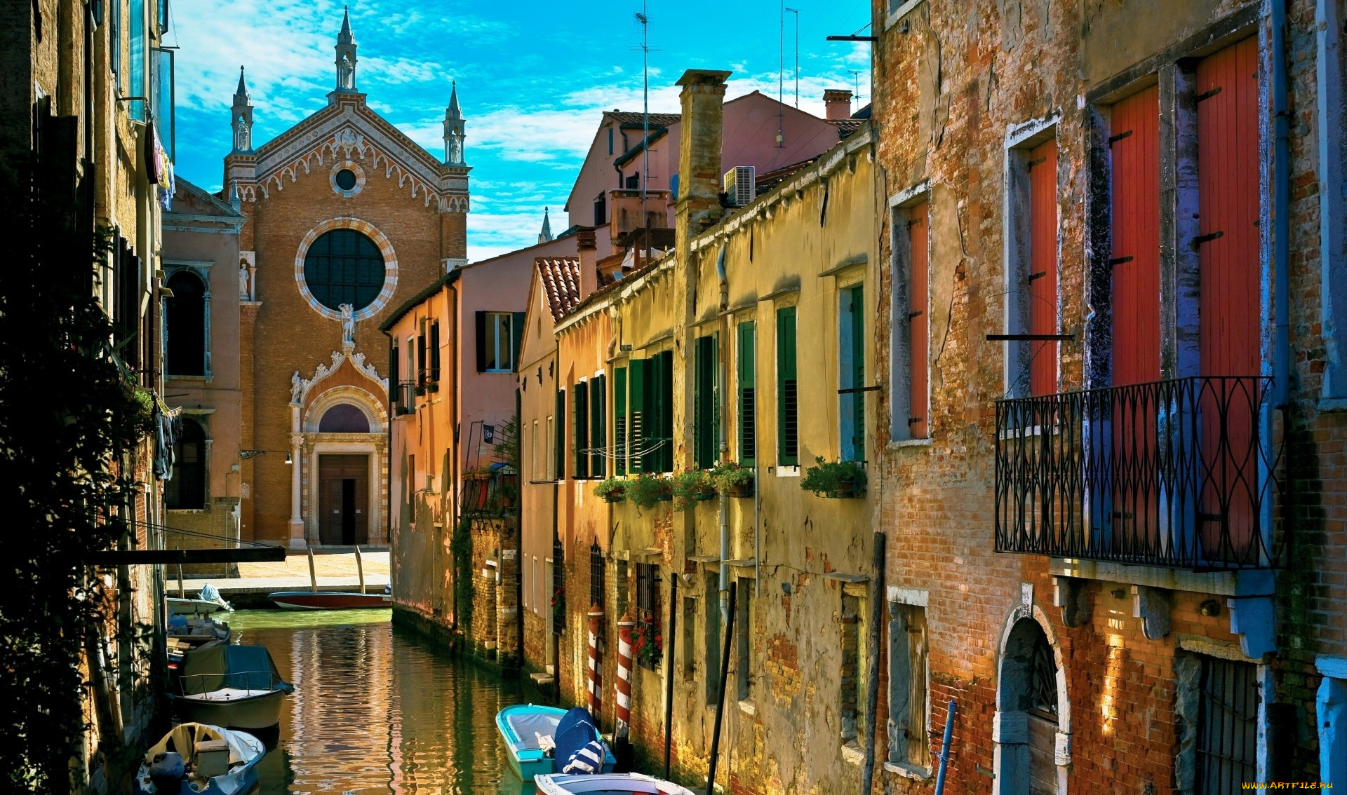 города, венеция, , италия, храм, лодки, здания, дома, канал, улица, венеция
