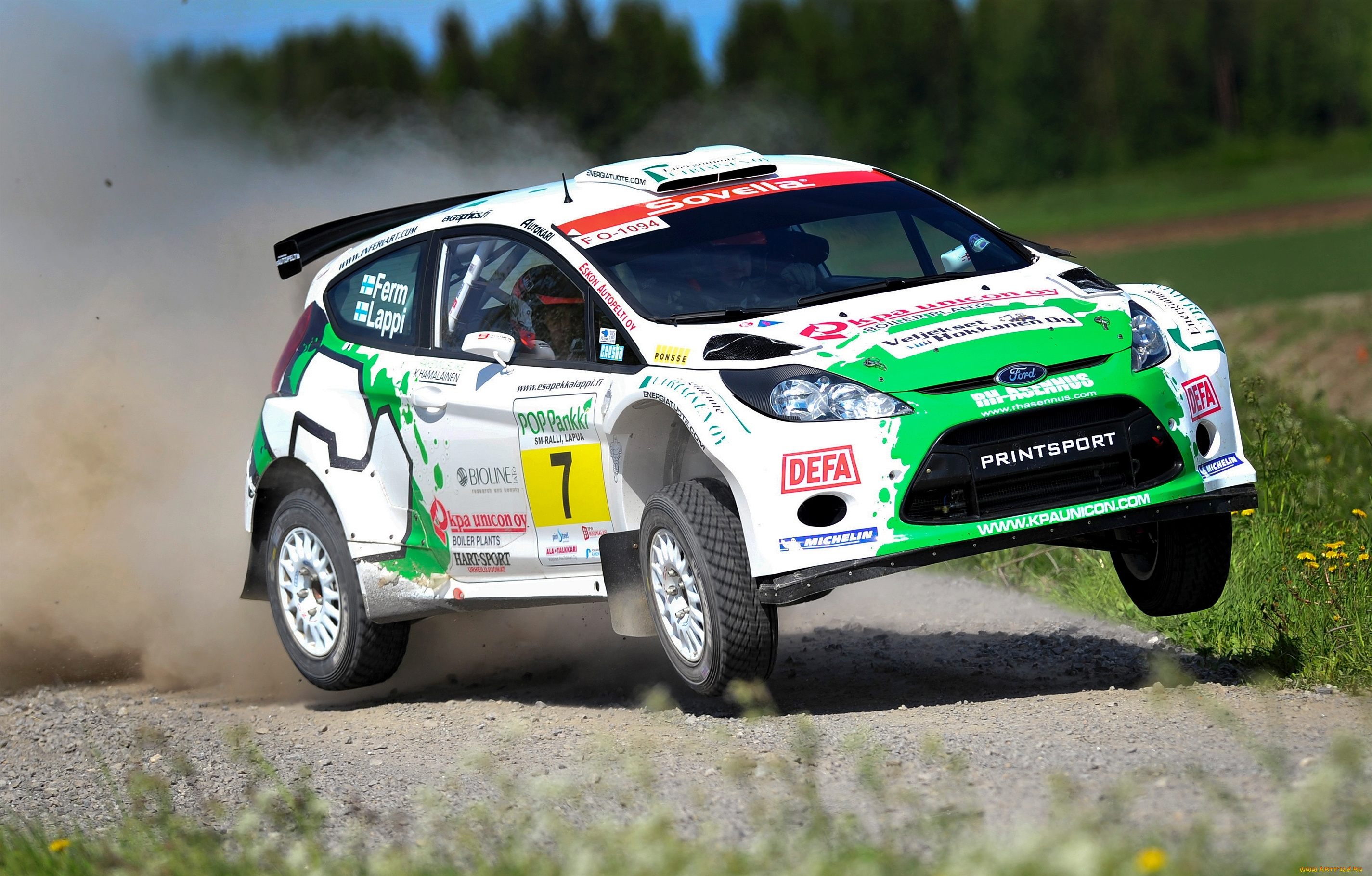 спорт, авторалли, ford, fiesta, rally, машина, летит, скорость, белый, пыль