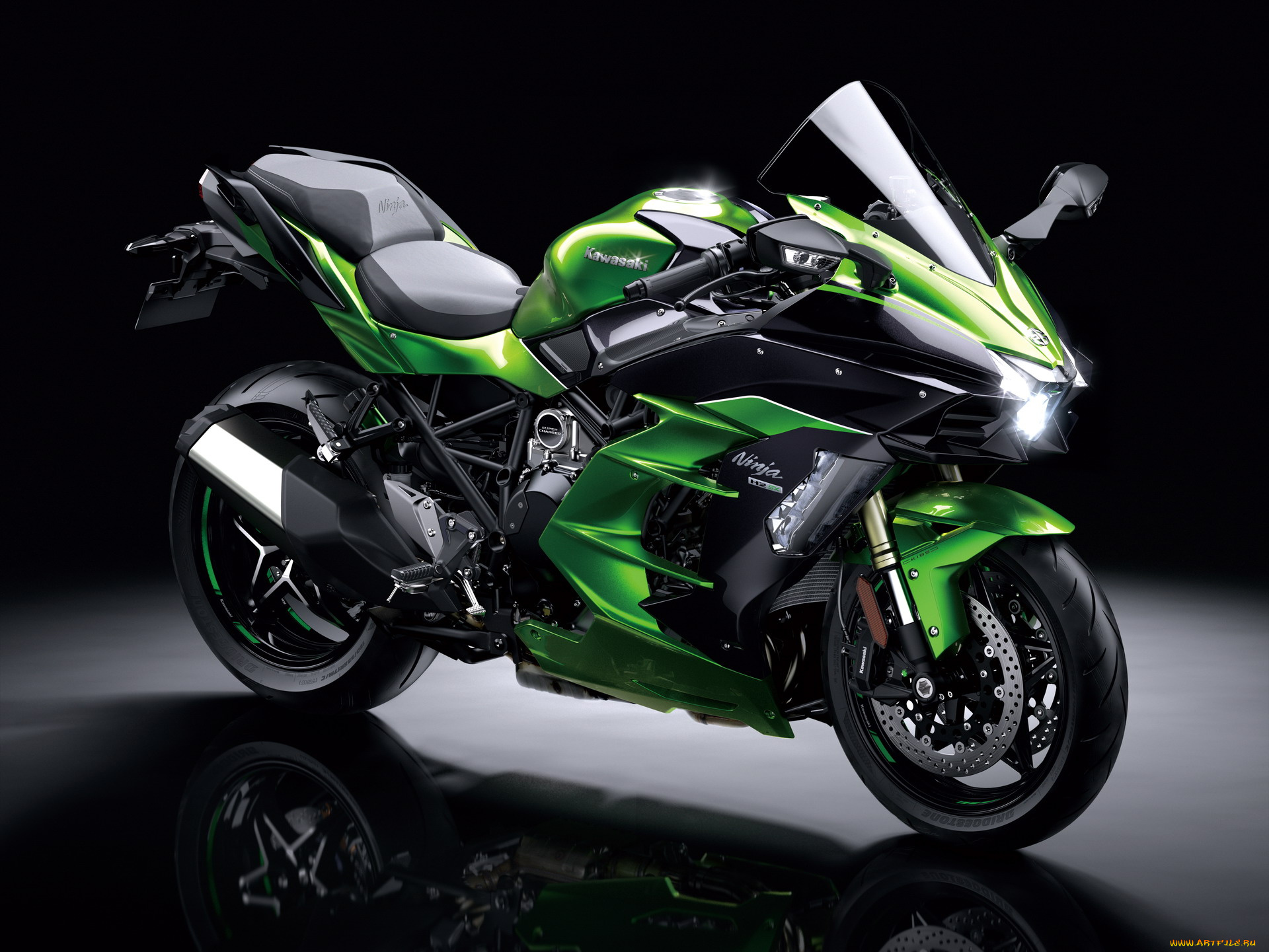 kawasaki, ninja, h2, sx, мотоциклы, kawasaki, мотоцикл, зеленый