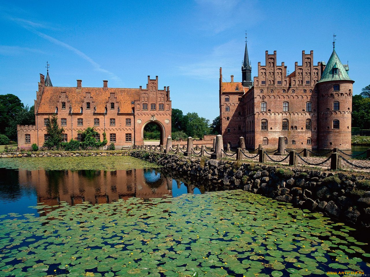 города, дворцы, замки, крепости, egeskov, castle, denmark