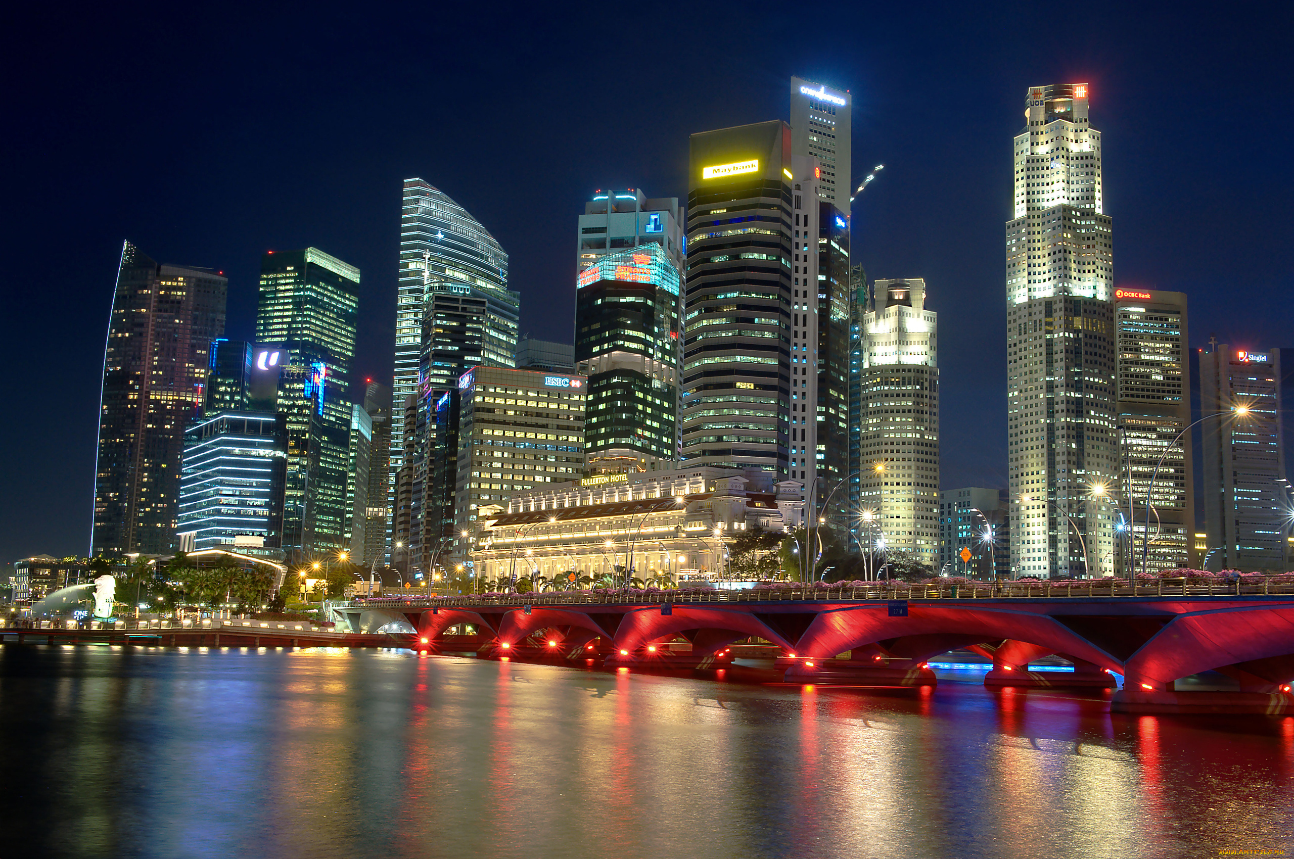 страны архитектура ночь Сингапур country architecture night Singapore скачать