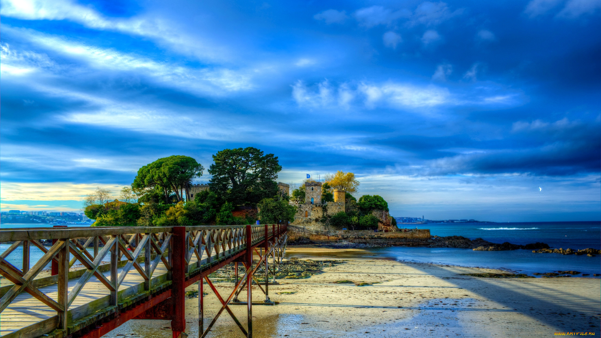 bridge, to, the, castle, города, дворцы, замки, крепости, замок, мост, побережье, santa, cruz, castle, california