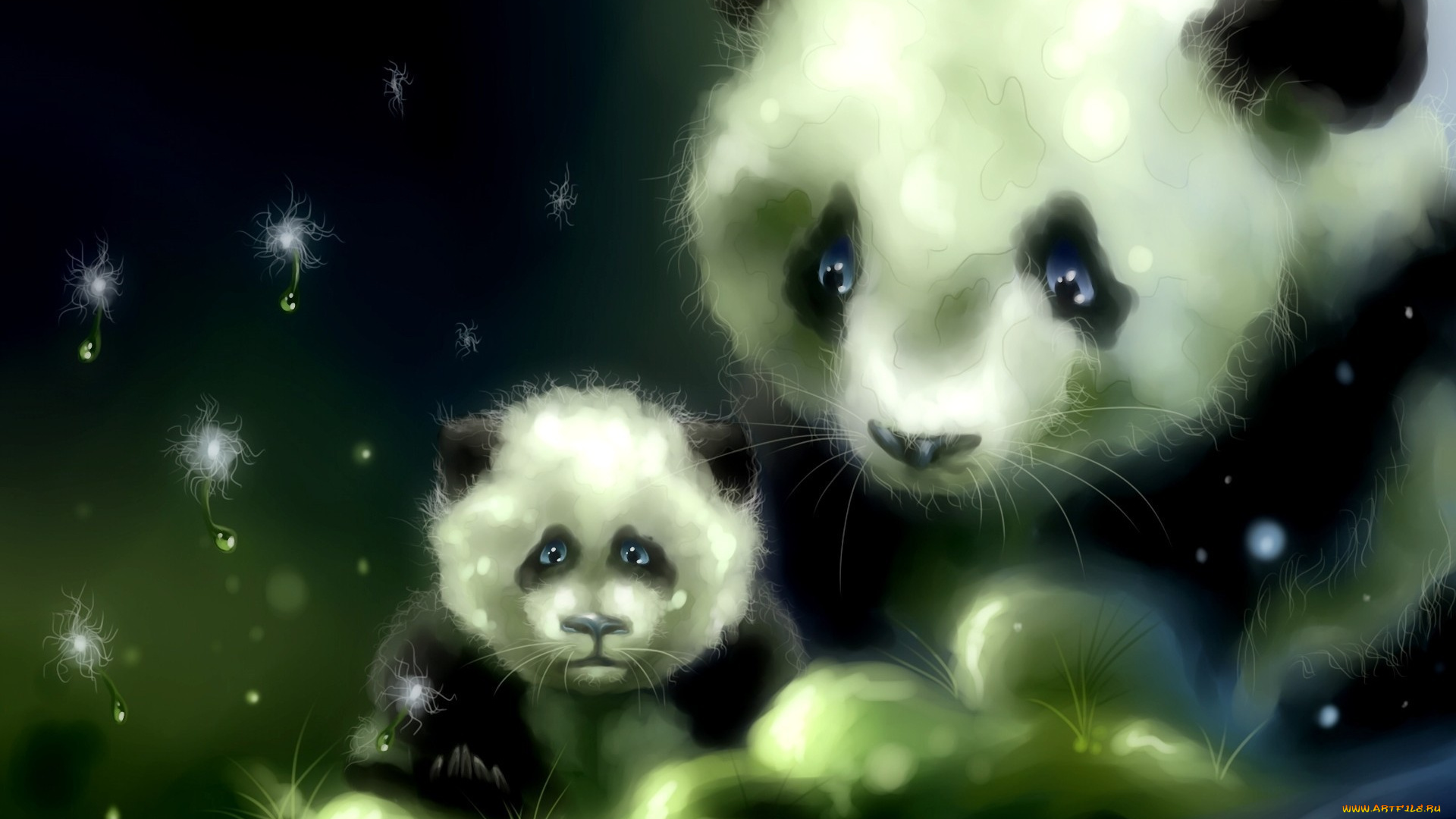 рисованное, животные, , панды, панды