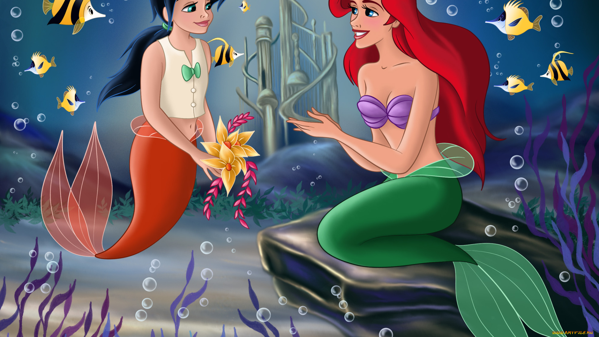 мультфильмы, the, little, mermaid, русалки, рыбы