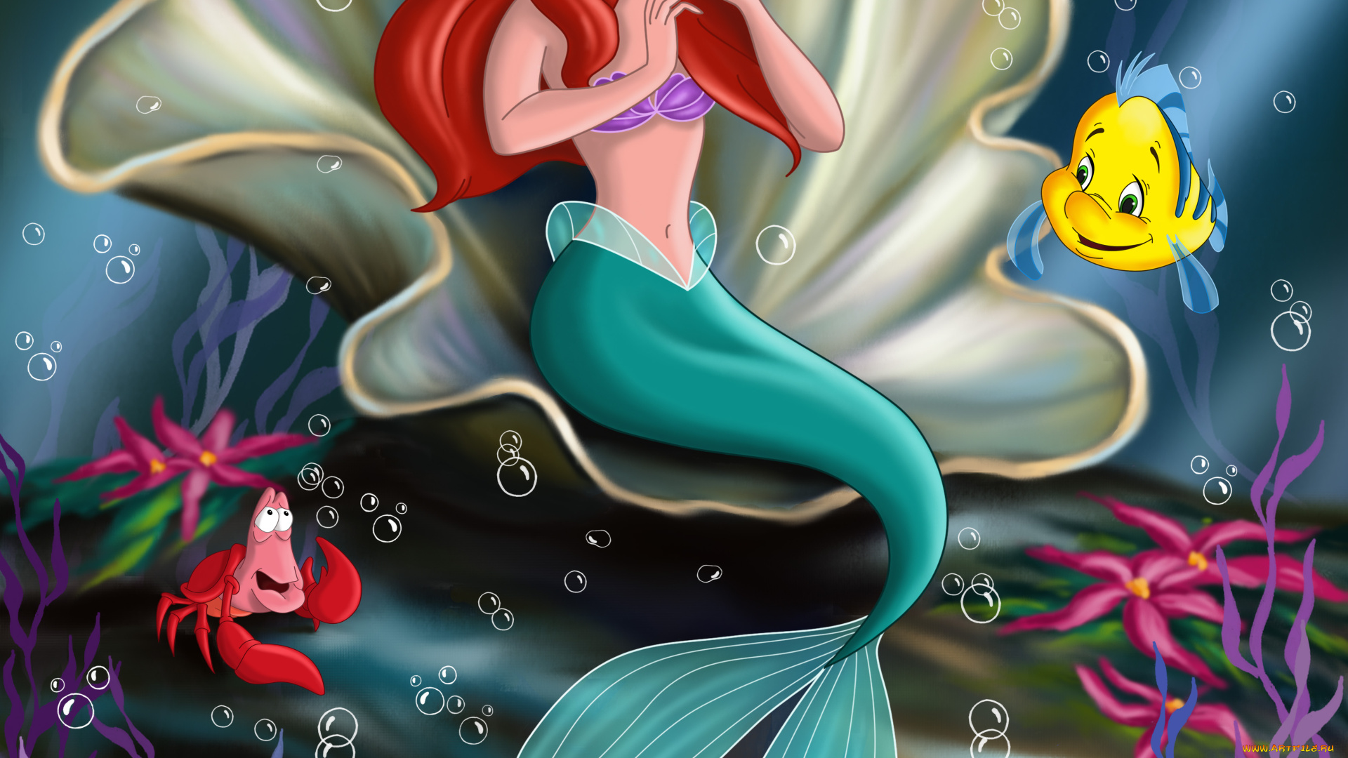 мультфильмы, the, little, mermaid, рыбы, русалка