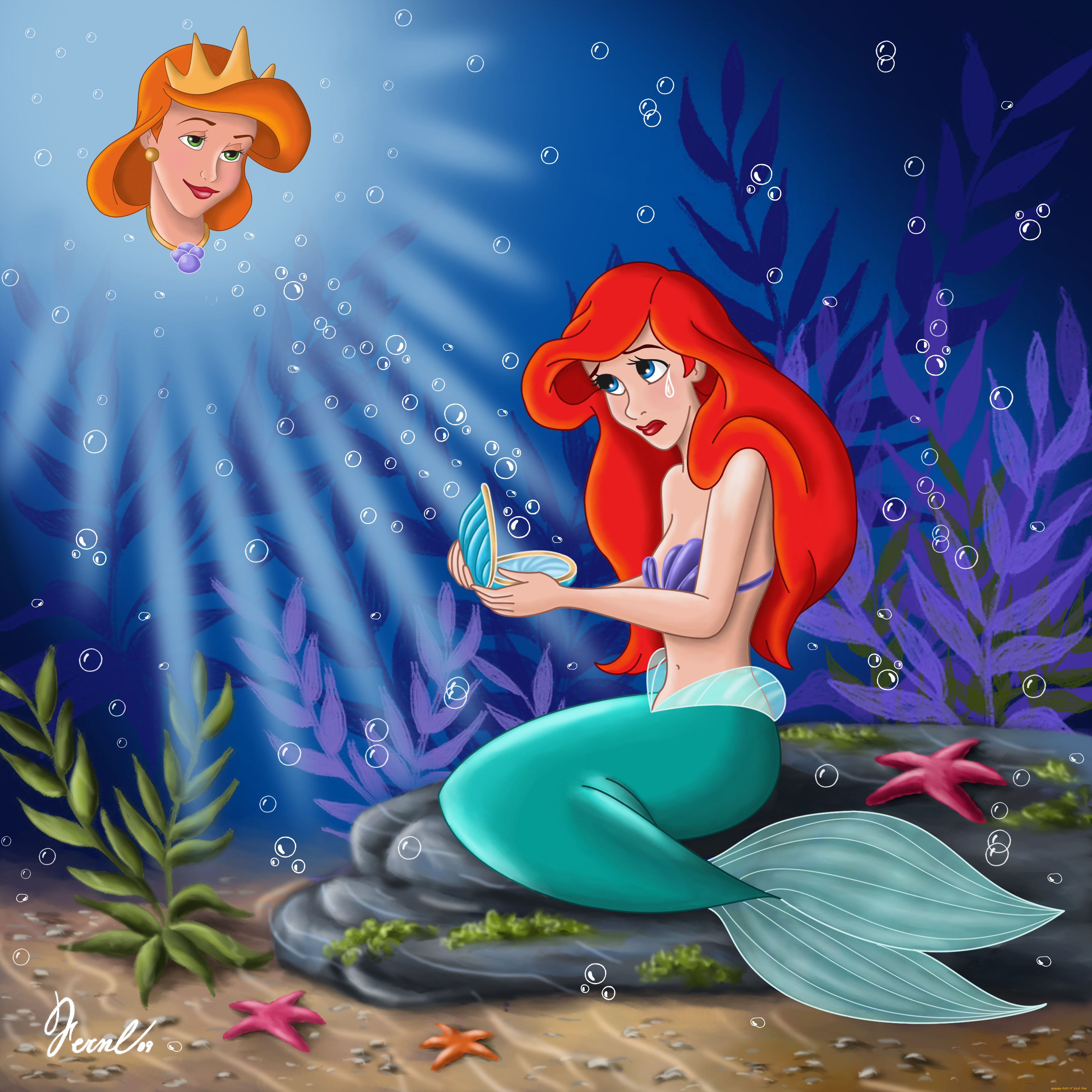 мультфильмы, the, little, mermaid, ракушка, русалка