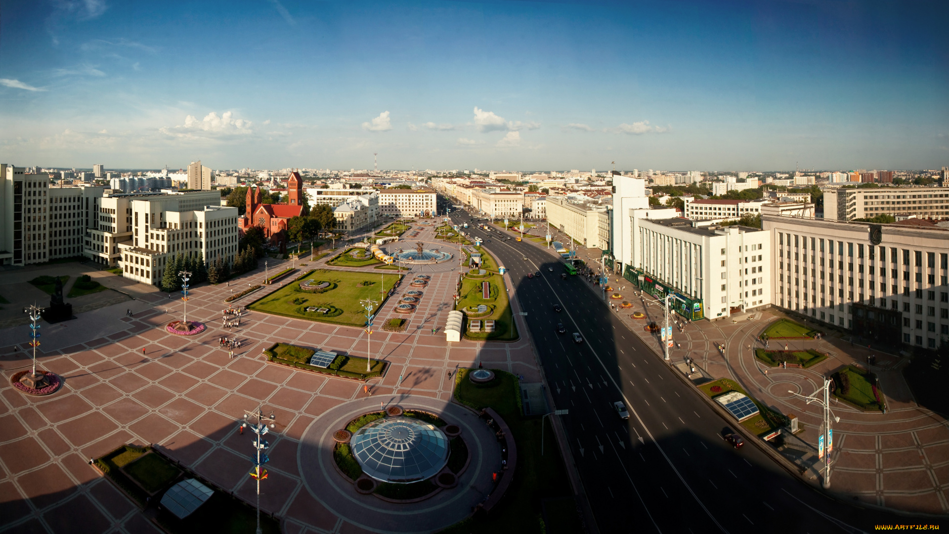 города, минск, , беларусь, панорама, площадь, дорога, трасса