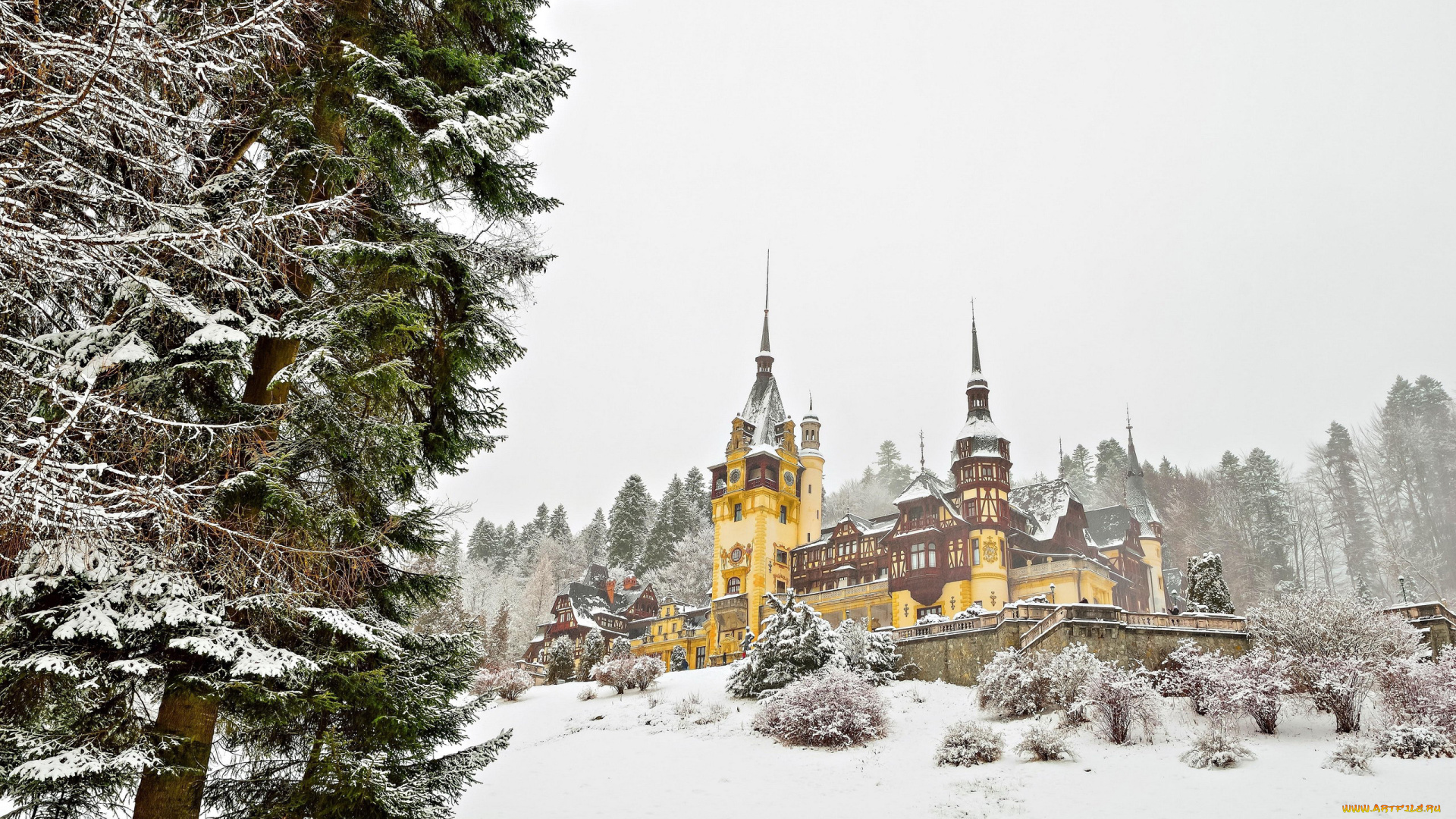 города, замок, пелеш, , румыния, peles, castle