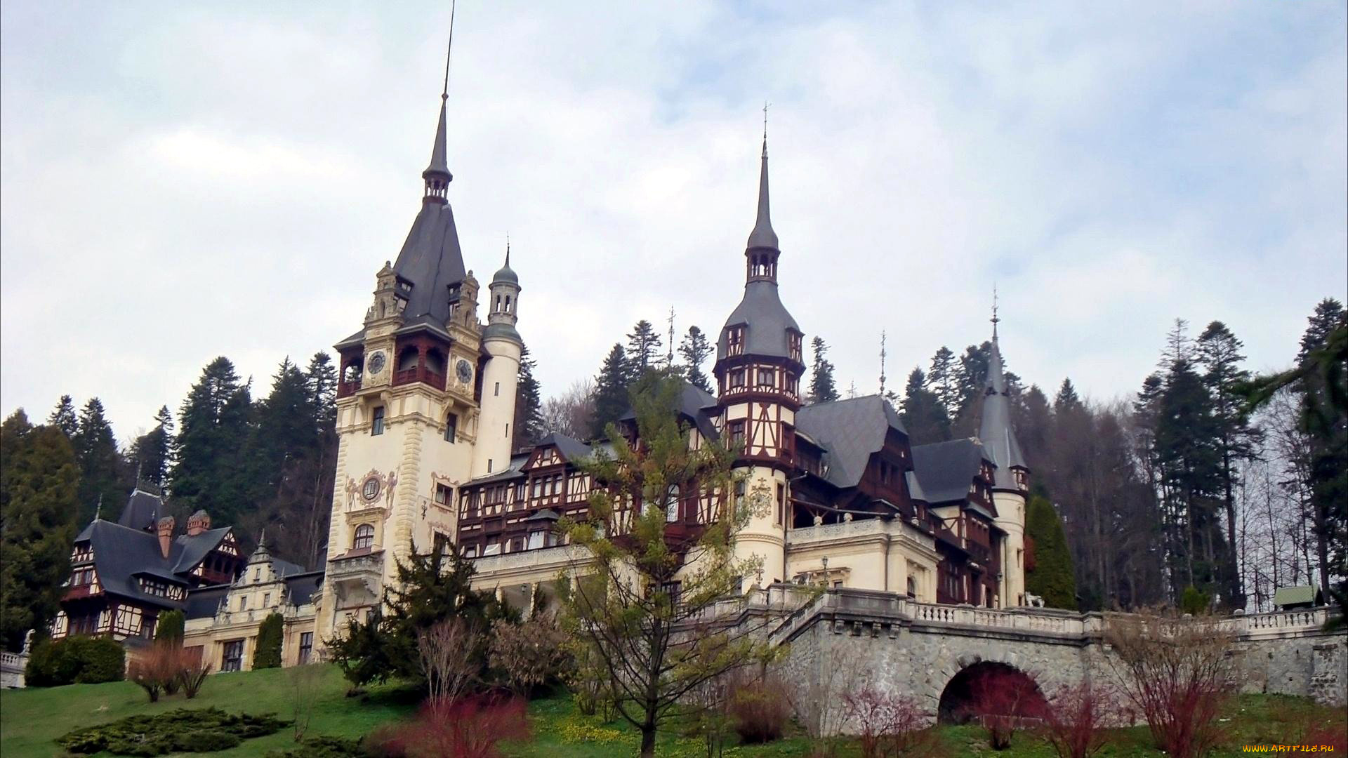 города, замок, пелеш, , румыния, peles, castle