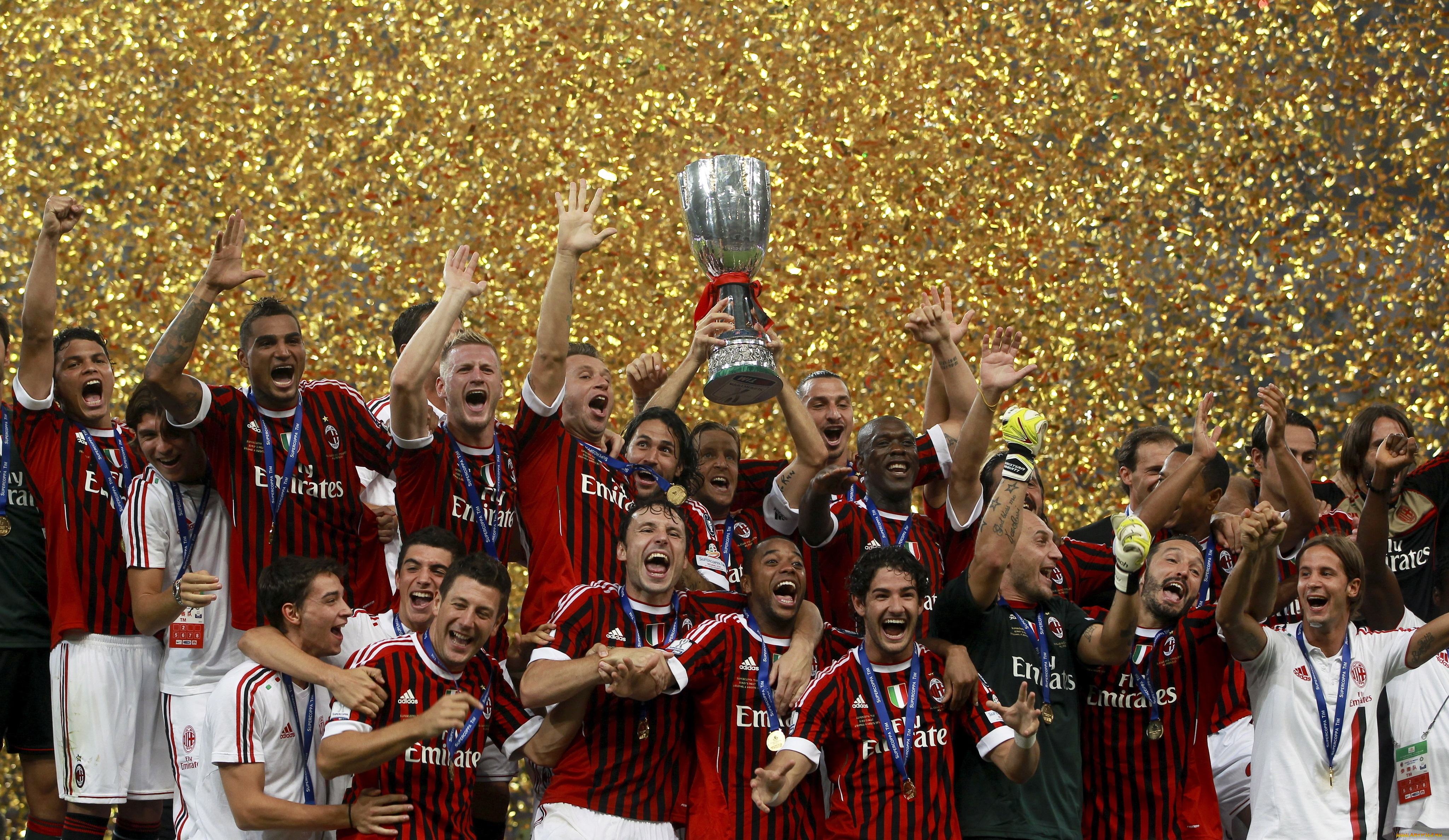 спорт, футбол, pato, gattuso, seedorf, cup, italy, 2012, scudetto, скудетто, milan, ac, милан