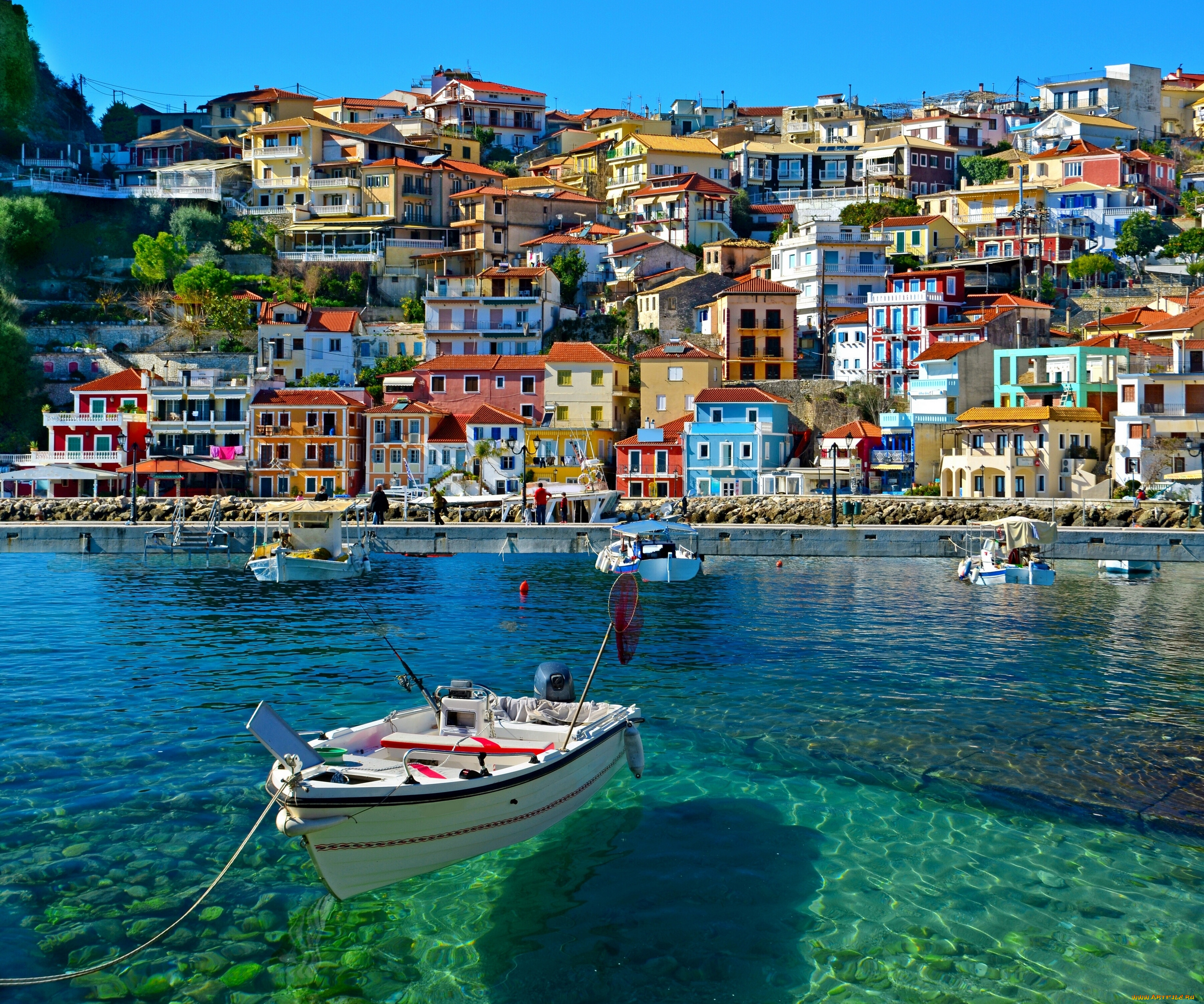 corfu, town, , greece, города, -, улицы, , площади, , набережные, залив, греция, керкира, greece, corfu, town, бухта, здания, лодки, набережная, корфу