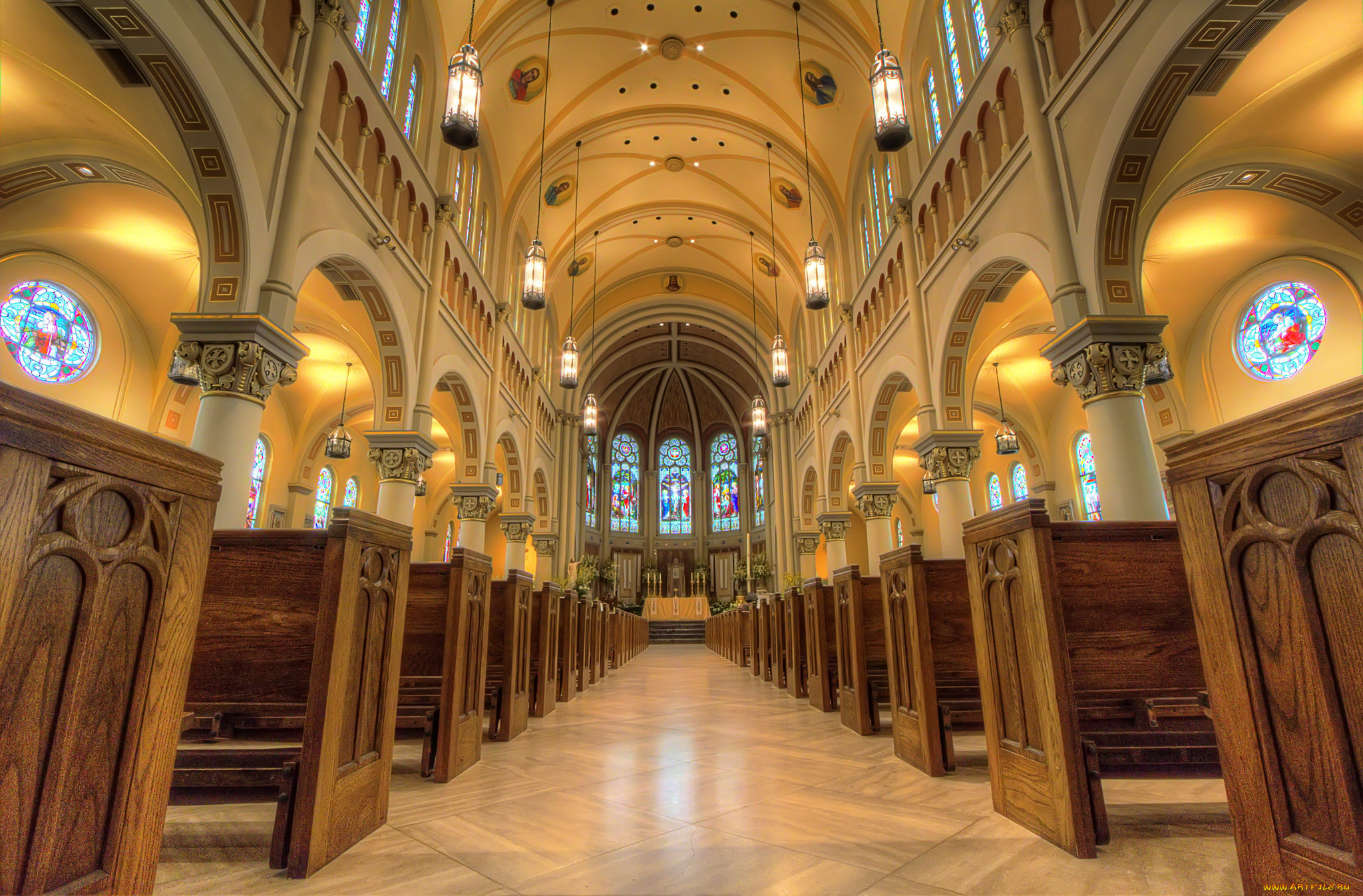 inside, cathedral, of, saint, john, интерьер, убранство, , роспись, храма, собор