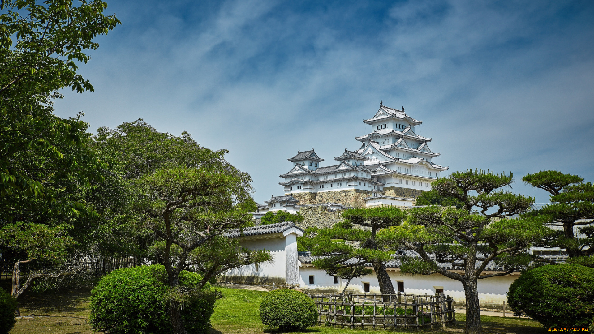 himeji, castle, города, замки, Японии, парк, замок